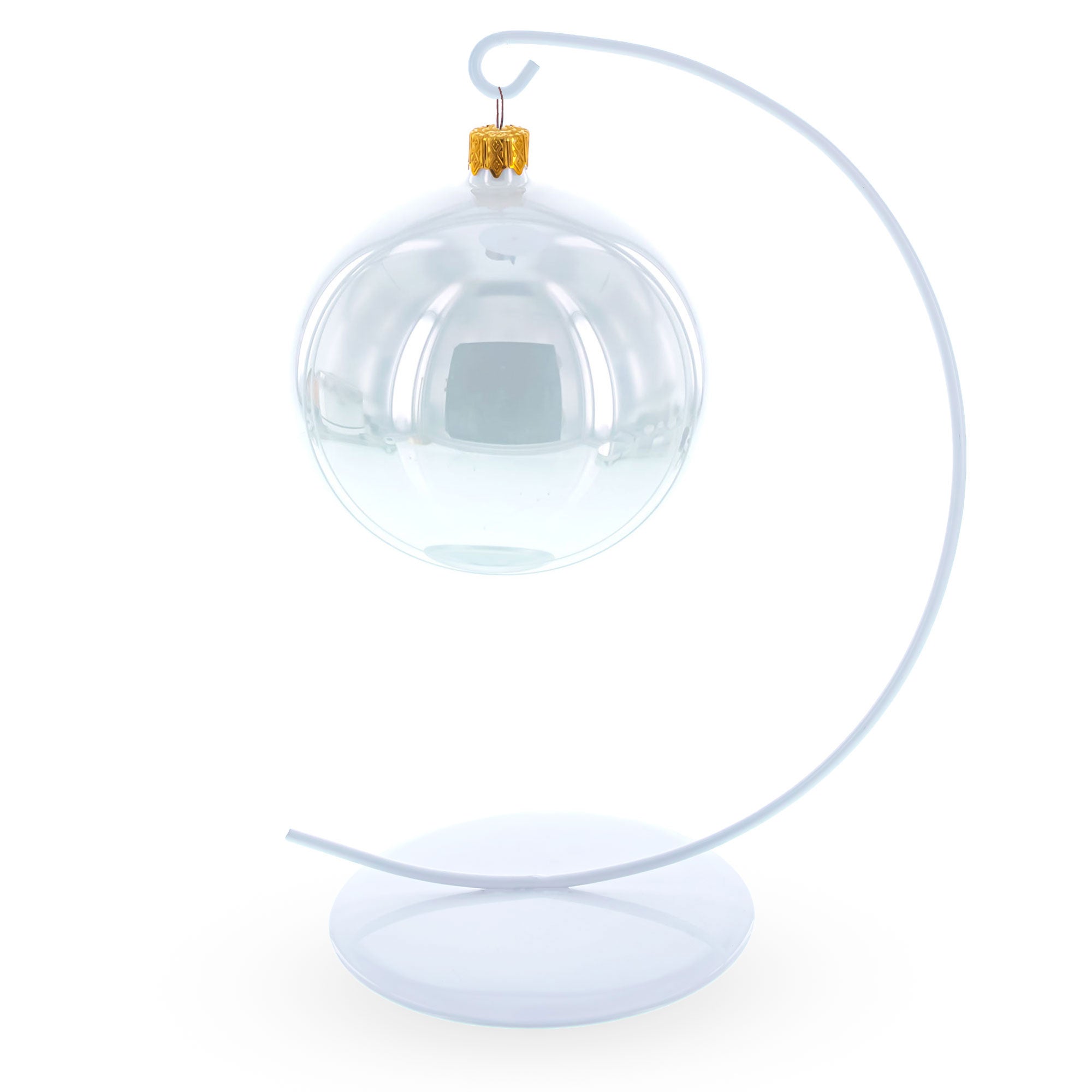 Solid Round Base White Painted Metal Ornament Display Stand 7.8 Inches