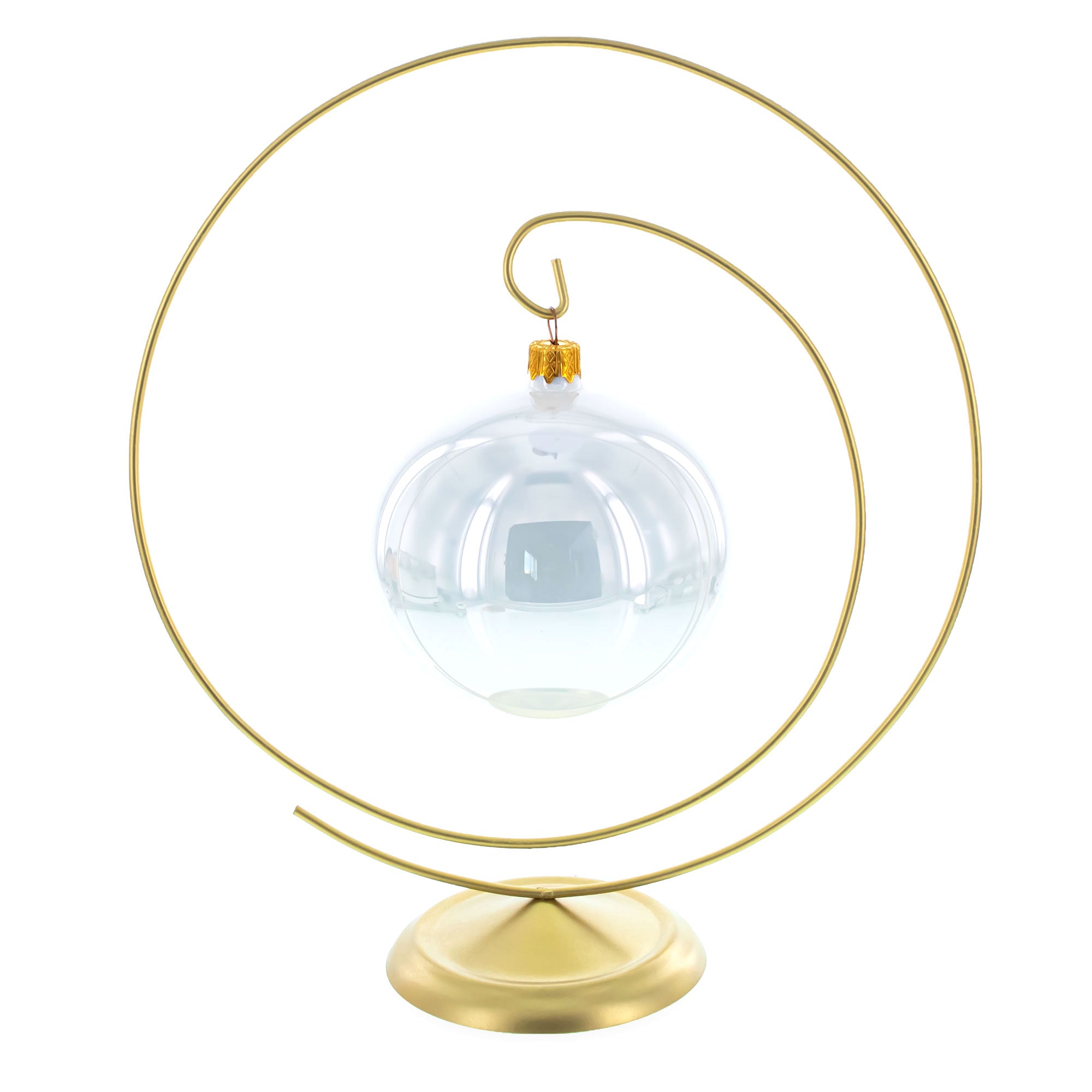 Art Deco Swirl Gold Metal Ornament Display Stand 10 Inches