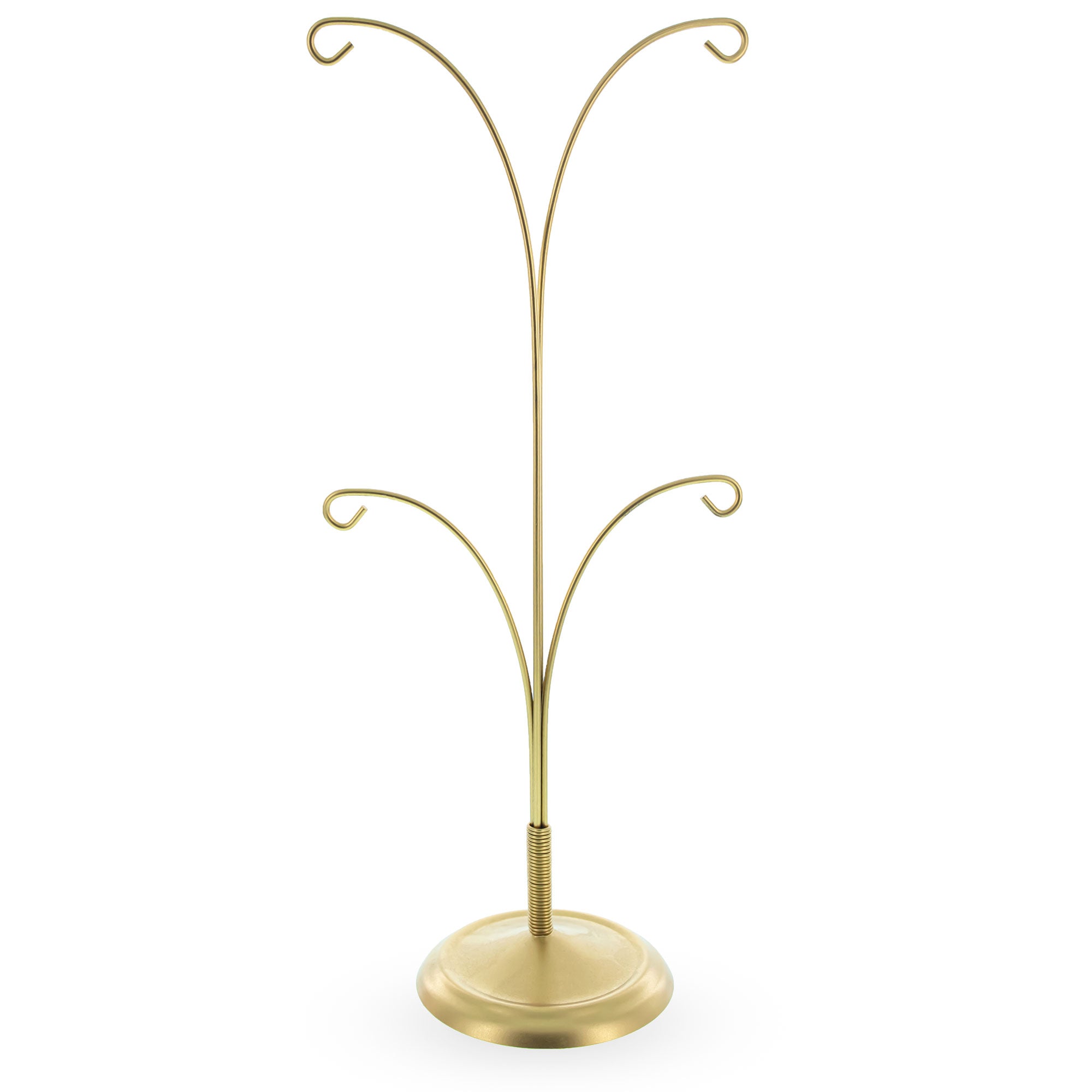 4-Arm Tree Branch Gold Metal Ornament Display Stand 12 Inches