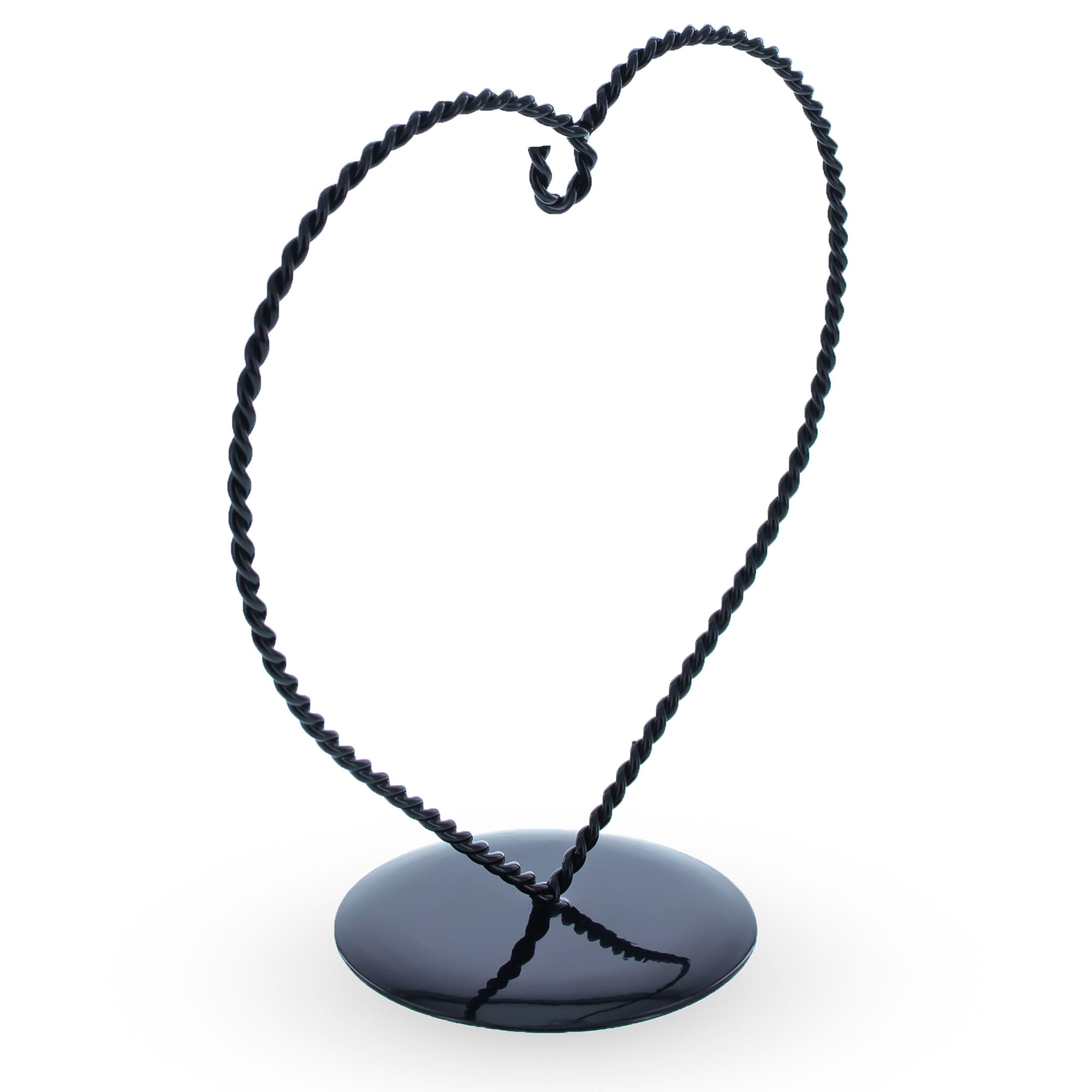 Heart-Shaped Twisted Black Painted Metal Ornament Display Stand 6.2 Inches