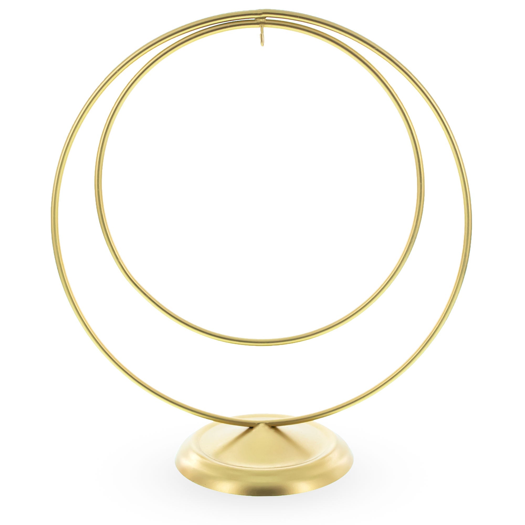 Contemporary Double Circle Gold Metal Ornament Display Stand 8.2 Inches