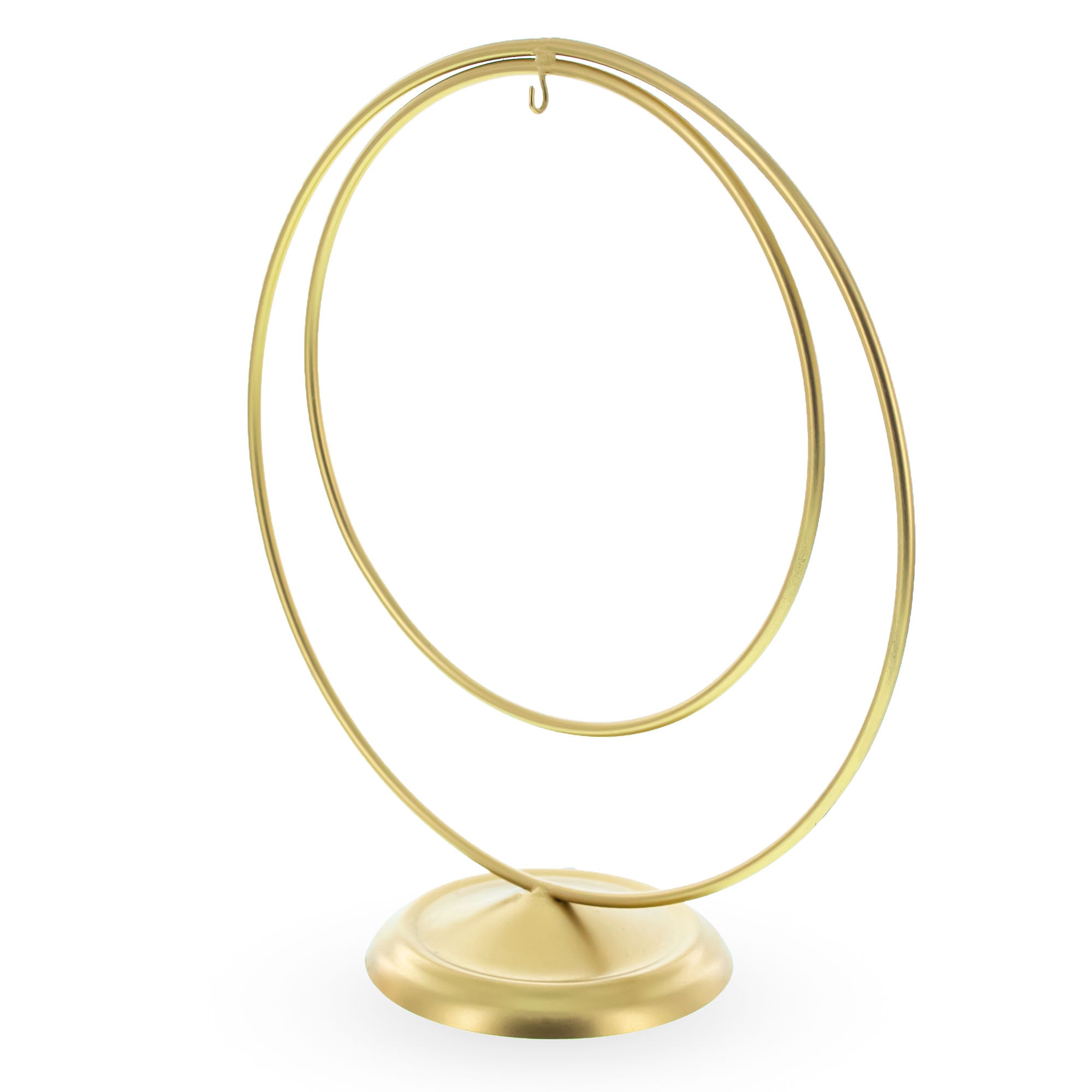 Contemporary Double Circle Gold Metal Ornament Display Stand 8.2 Inches