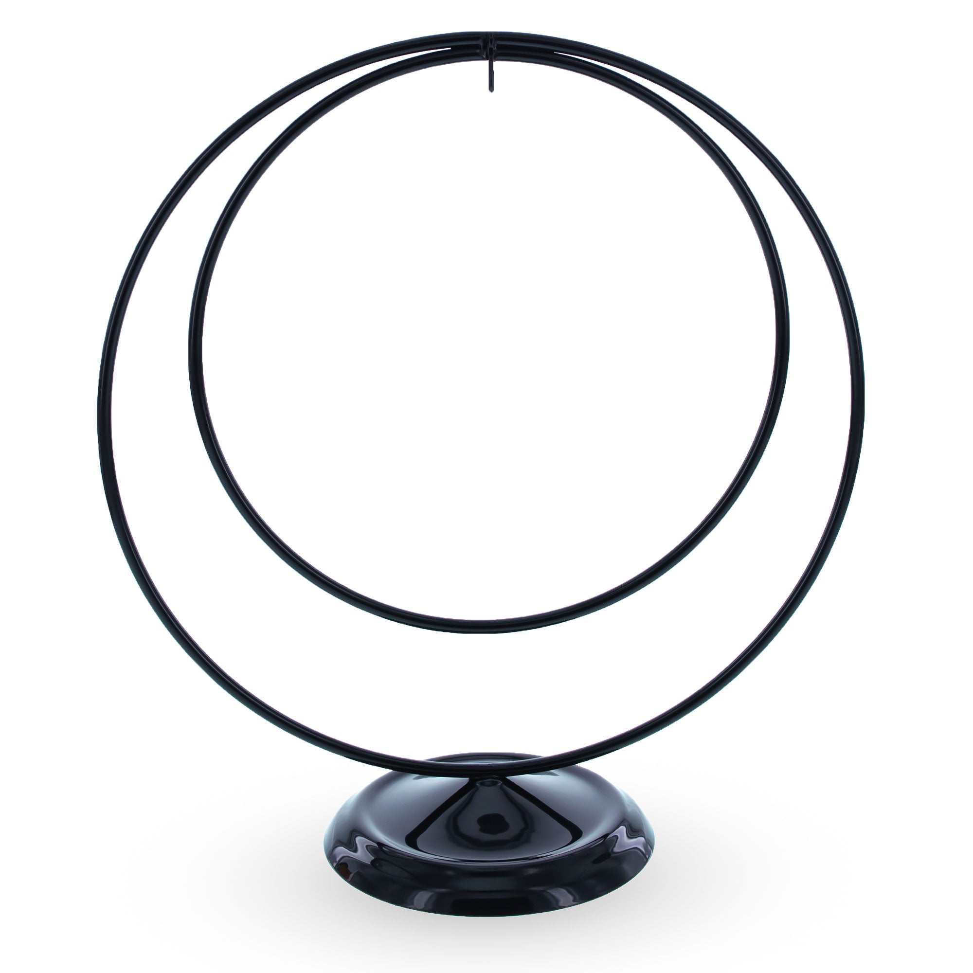 Contemporary Double Circle Black Painted Metal Ornament Display Stand 8.2 Inches