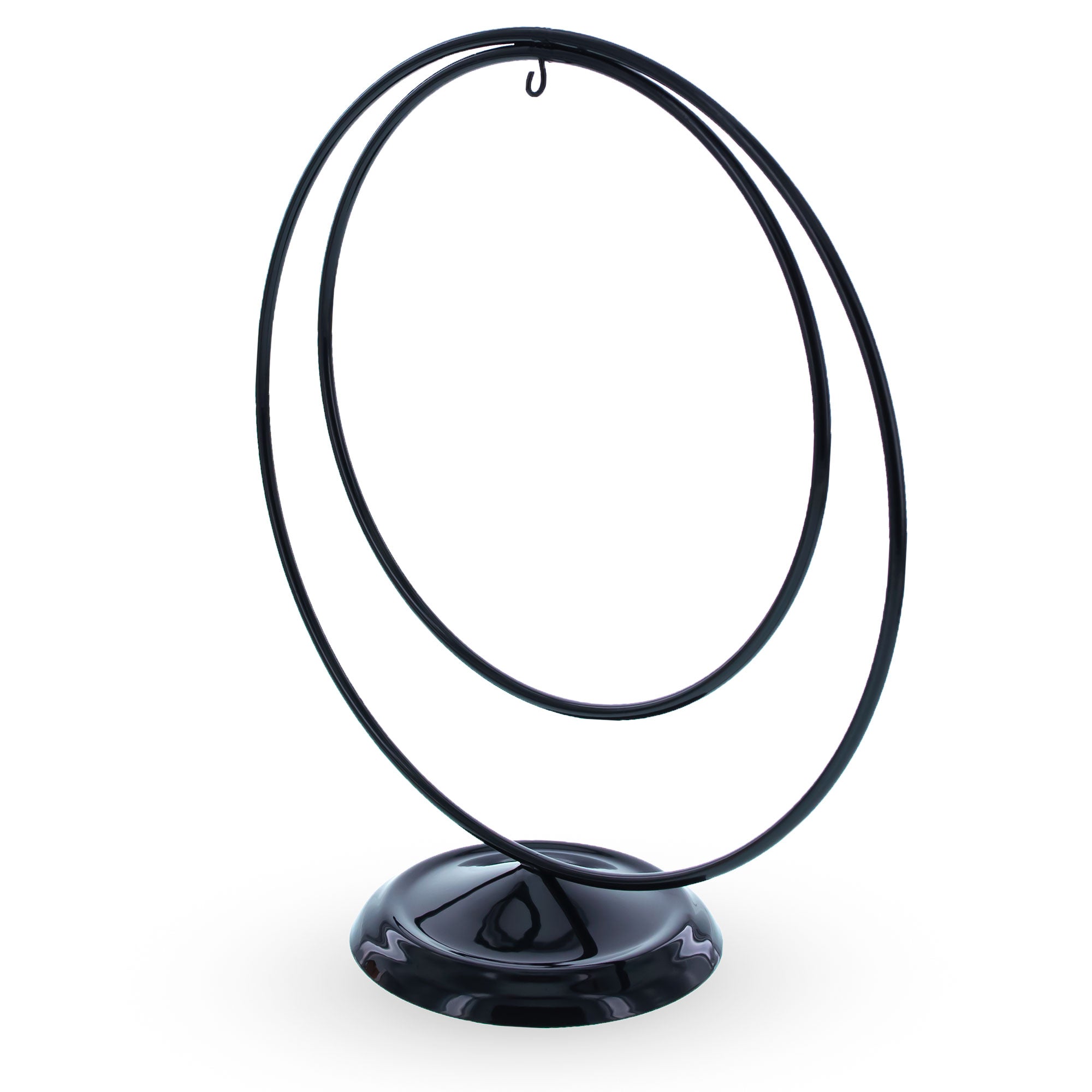 Contemporary Double Circle Black Painted Metal Ornament Display Stand 8.2 Inches