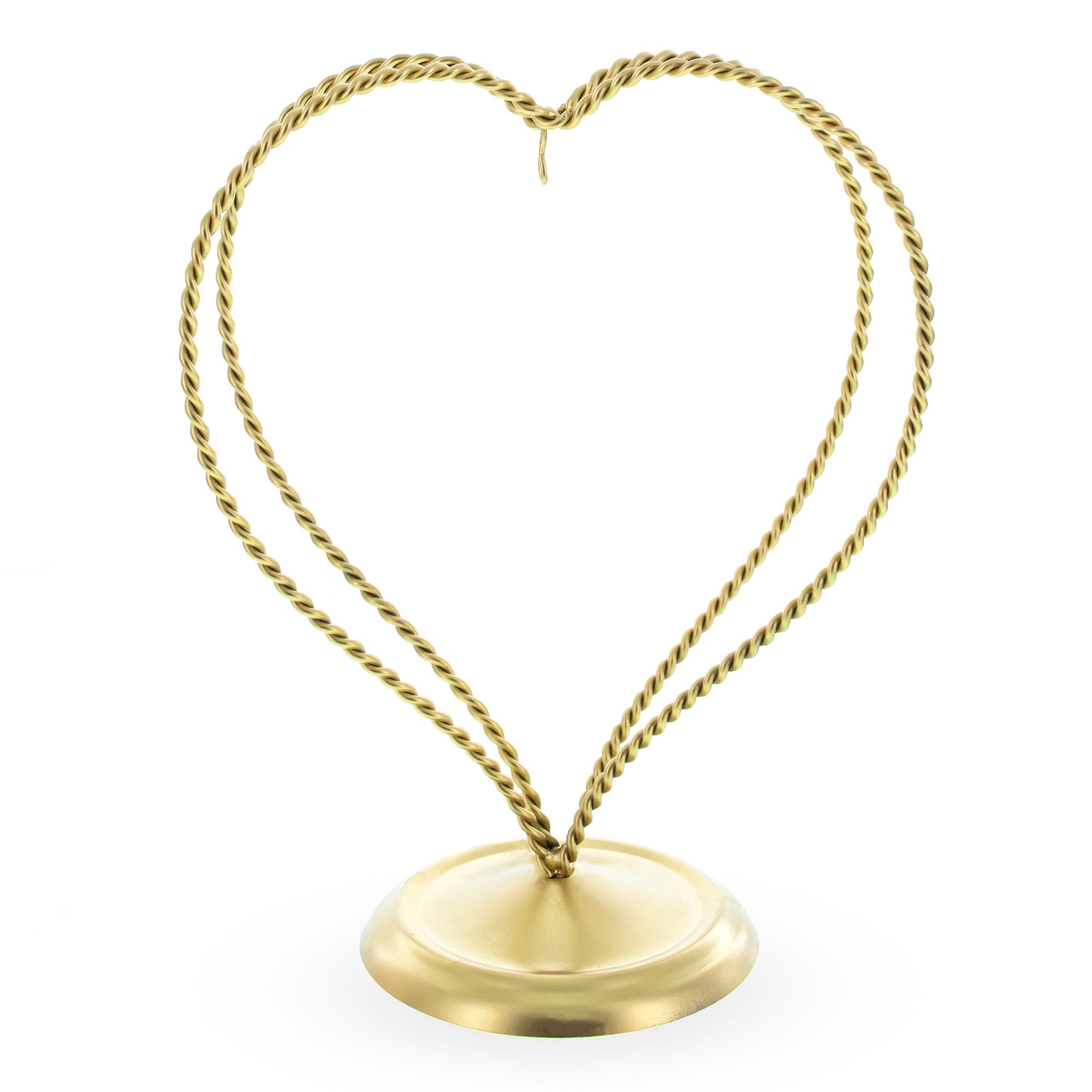 Double Wire Heart Twisted Gold Metal Ornament Display Stand 7.8 Inches