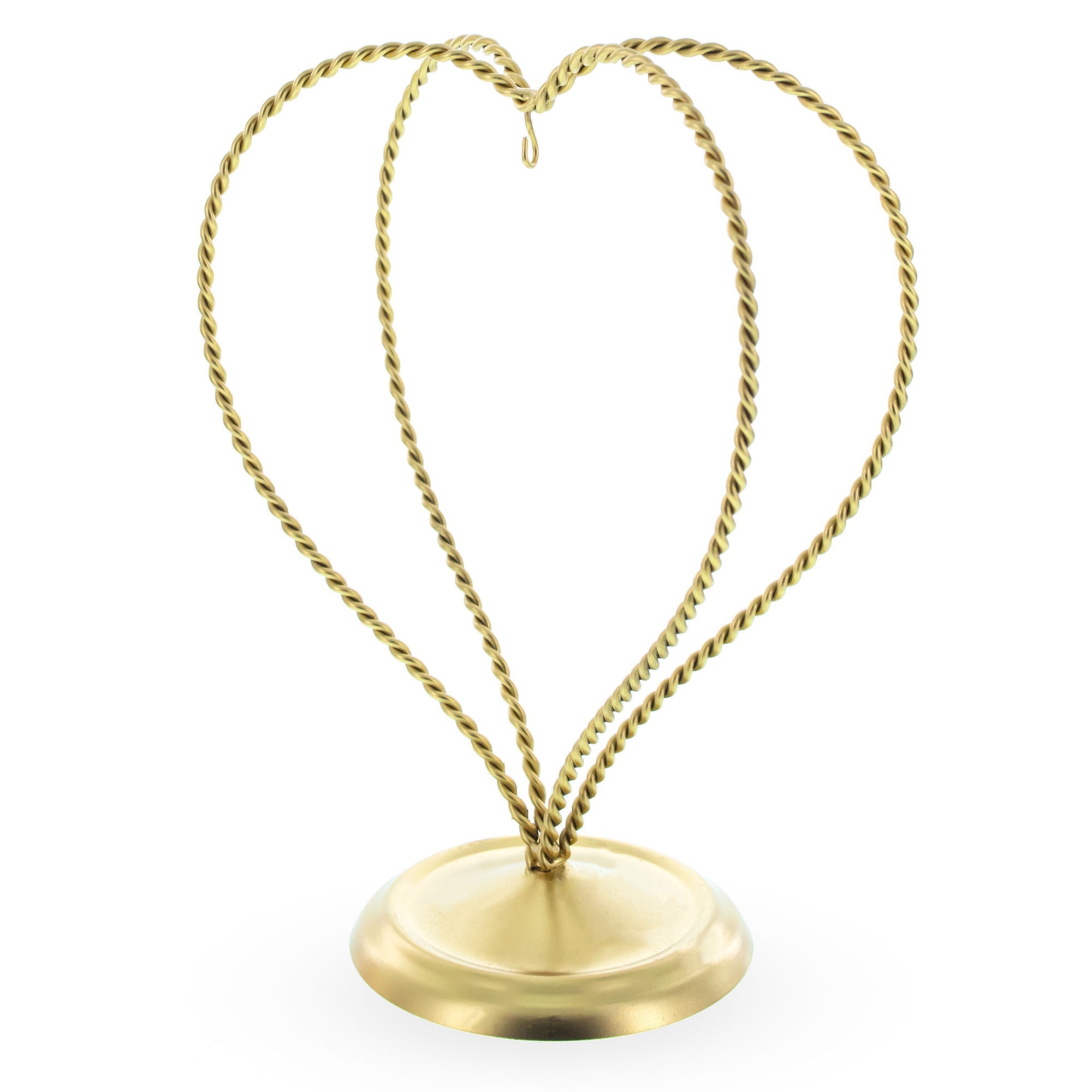 Double Wire Heart Twisted Gold Metal Ornament Display Stand 7.8 Inches