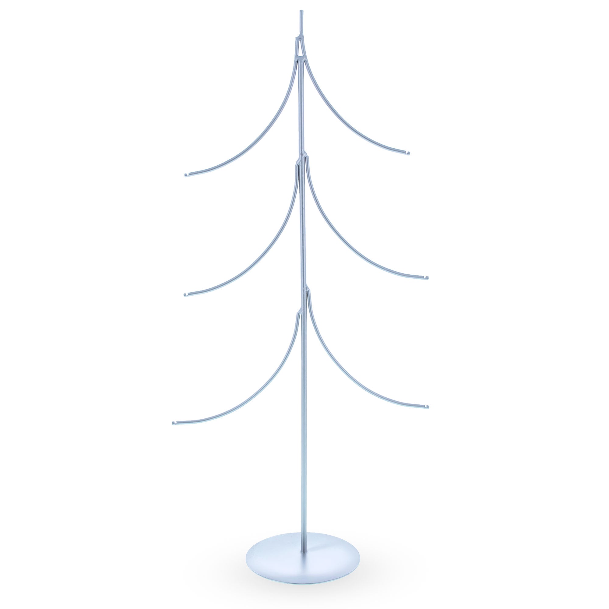 6-Arm Tiered Tree Silver Metal Ornament Display Stand 14 Inches