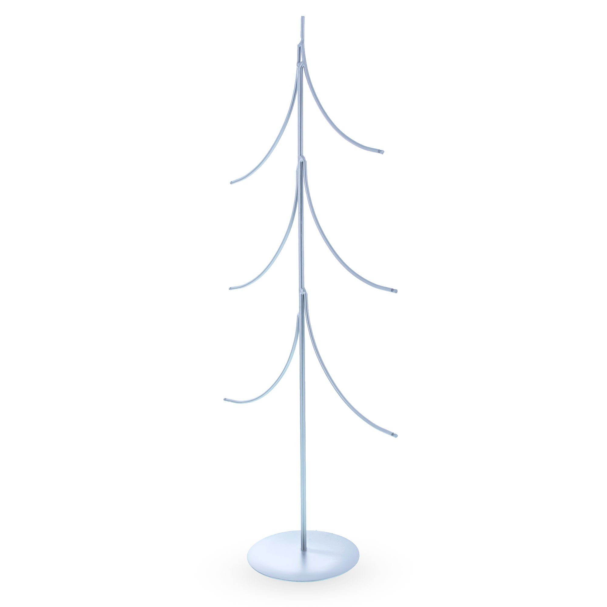 6-Arm Tiered Tree Silver Metal Ornament Display Stand 14 Inches