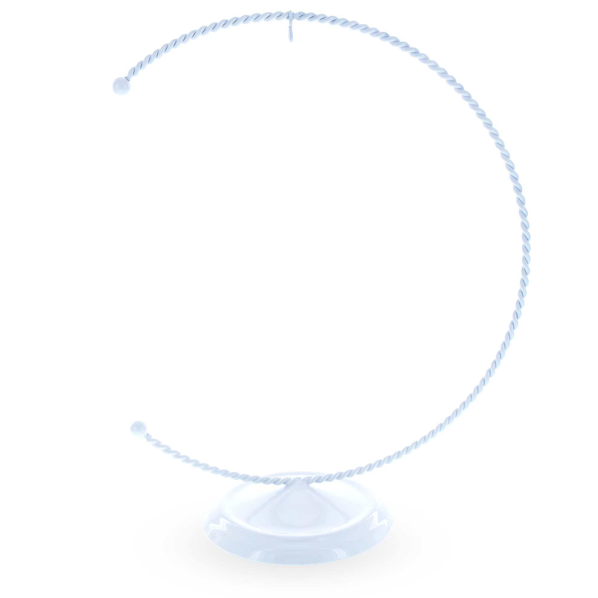 Crescent Moon Twisted White Painted Metal Ornament Display Stand 9 Inches (Poland)