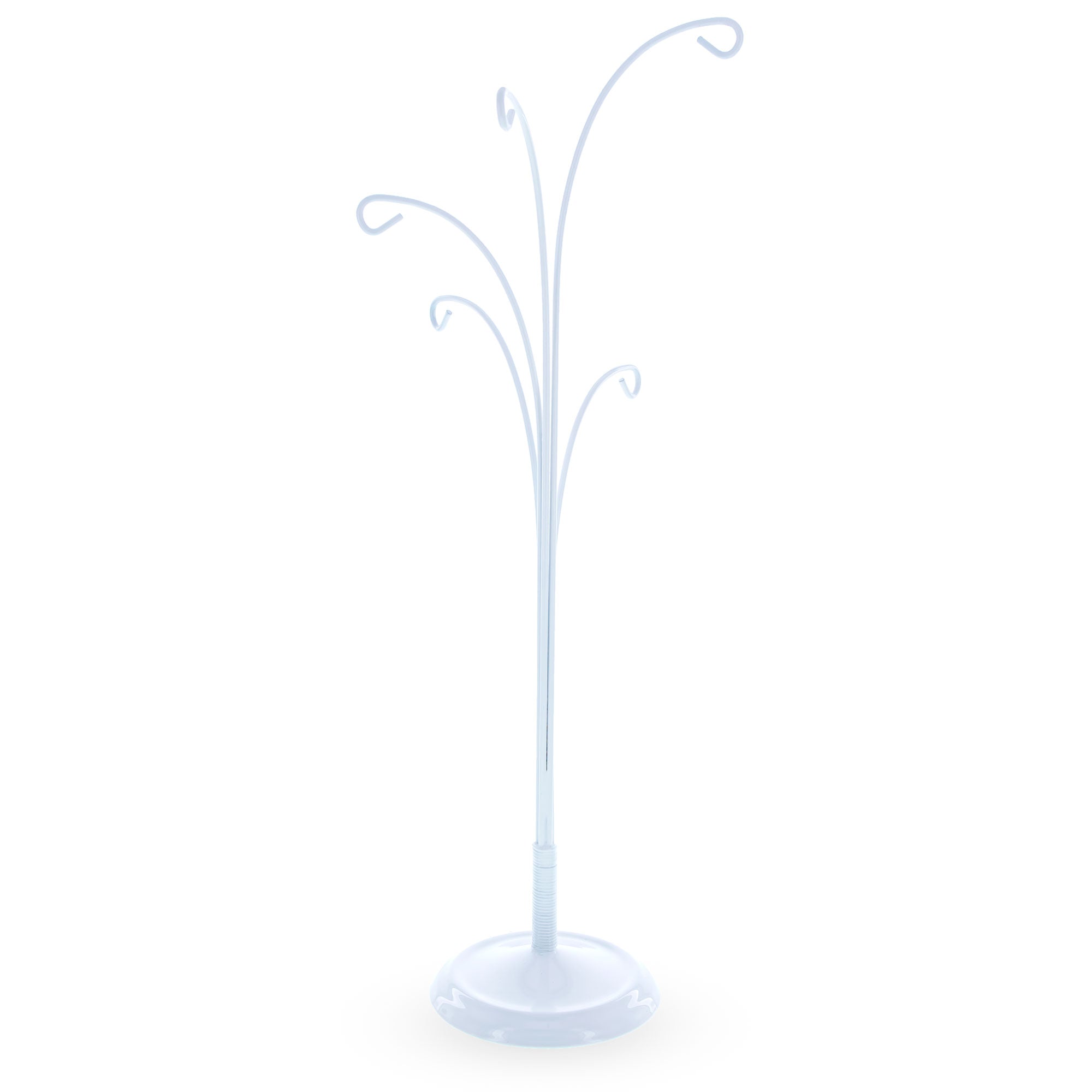 5-Arm Scroll Tree Branches White Painted Metal Ornament Display Stand 14.5 Inches