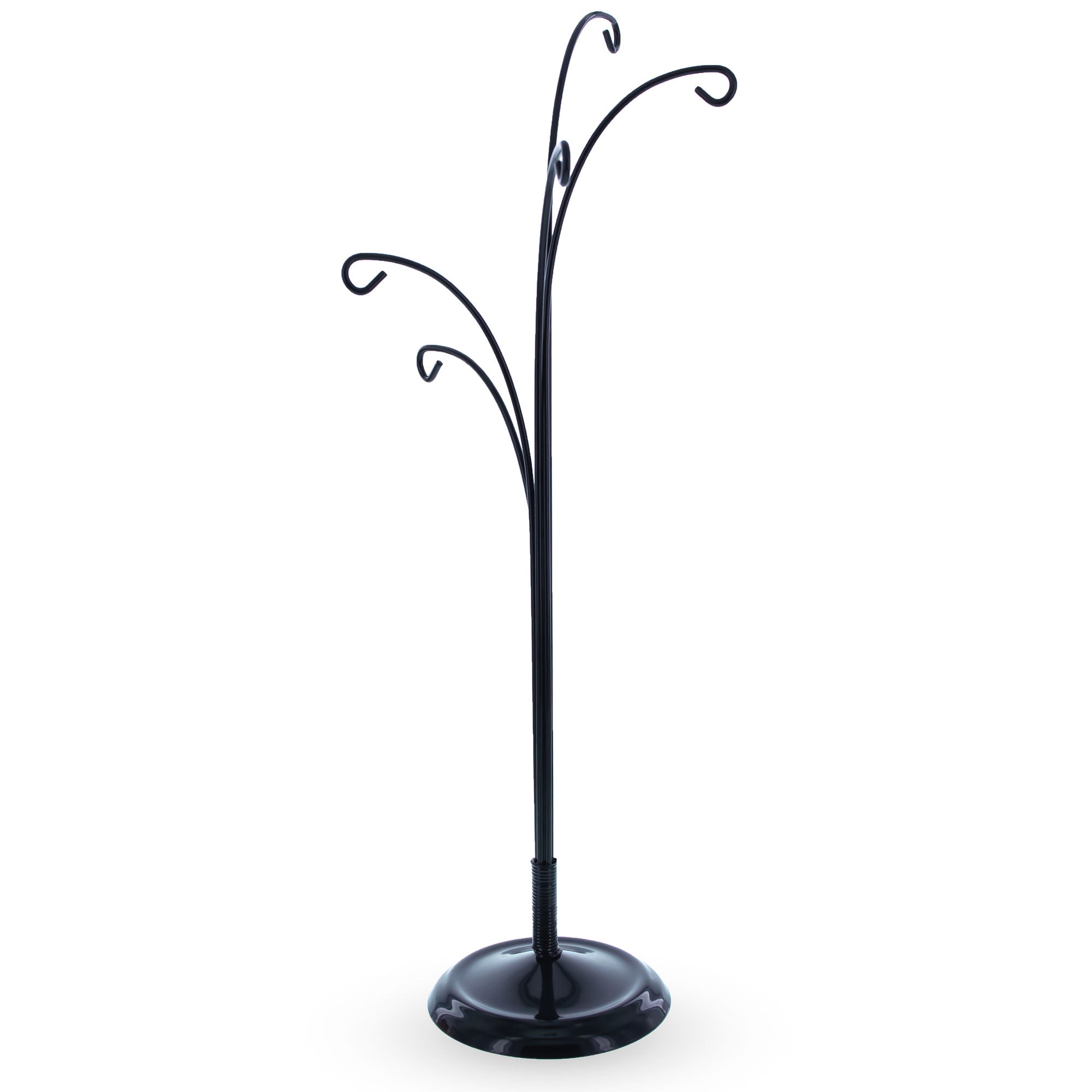 5-Arm Scroll Tree Branches Black Painted Metal Ornament Display Stand 14.5 Inches
