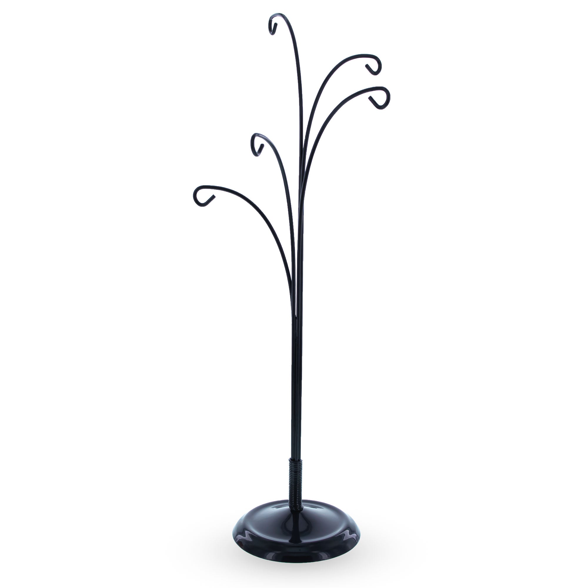 5-Arm Scroll Tree Branches Black Painted Metal Ornament Display Stand 14.5 Inches