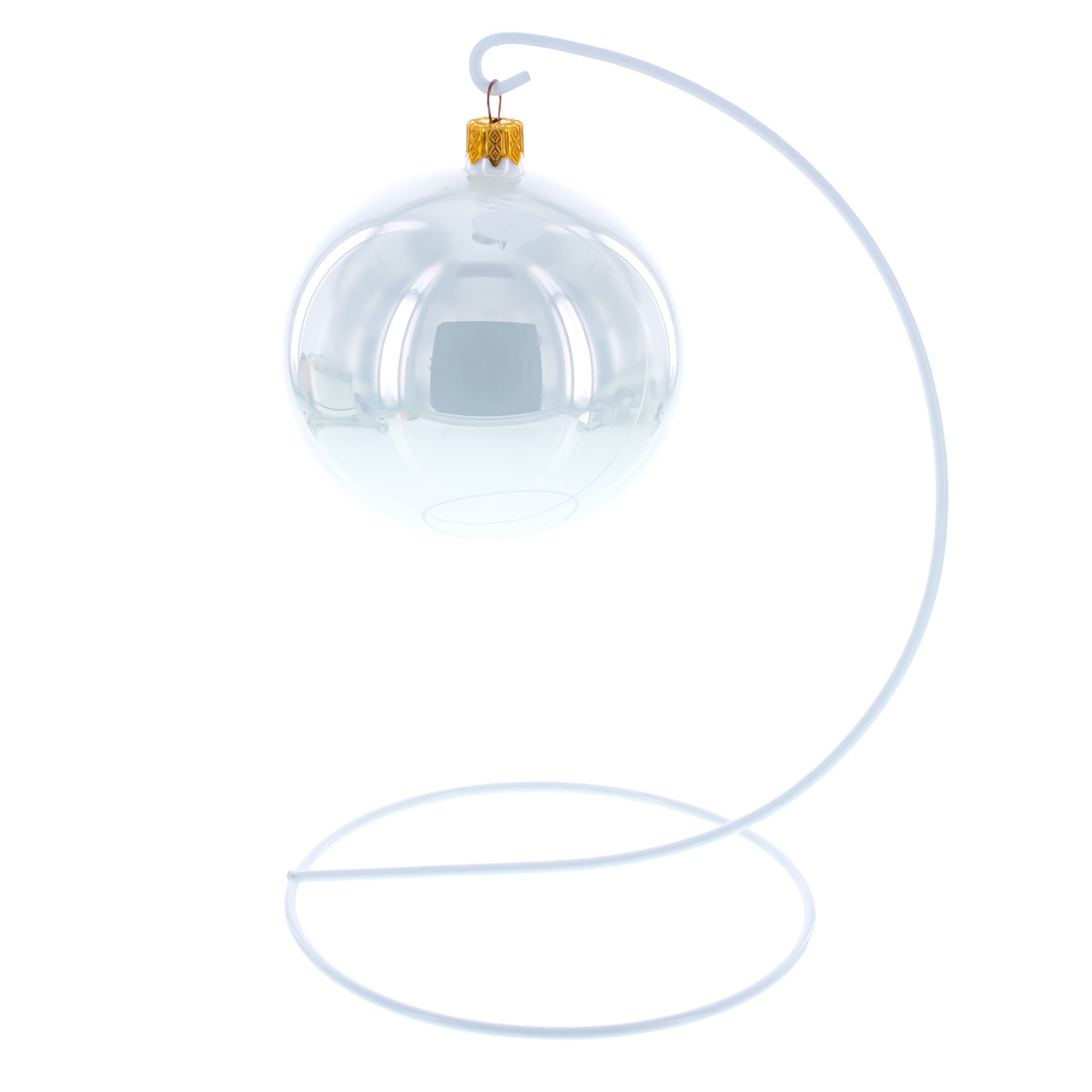 Open Frame White Painted Metal Ornament Display Stand 9.2 Inches