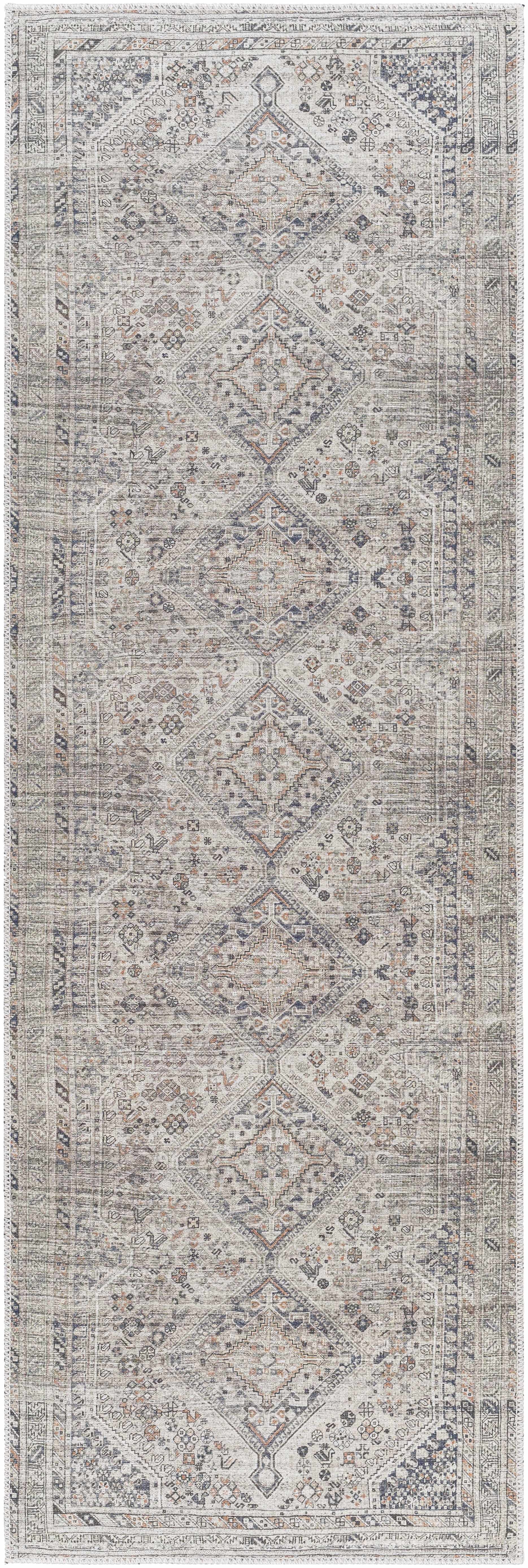 Barny Beige Washable 7ft Runner Rug