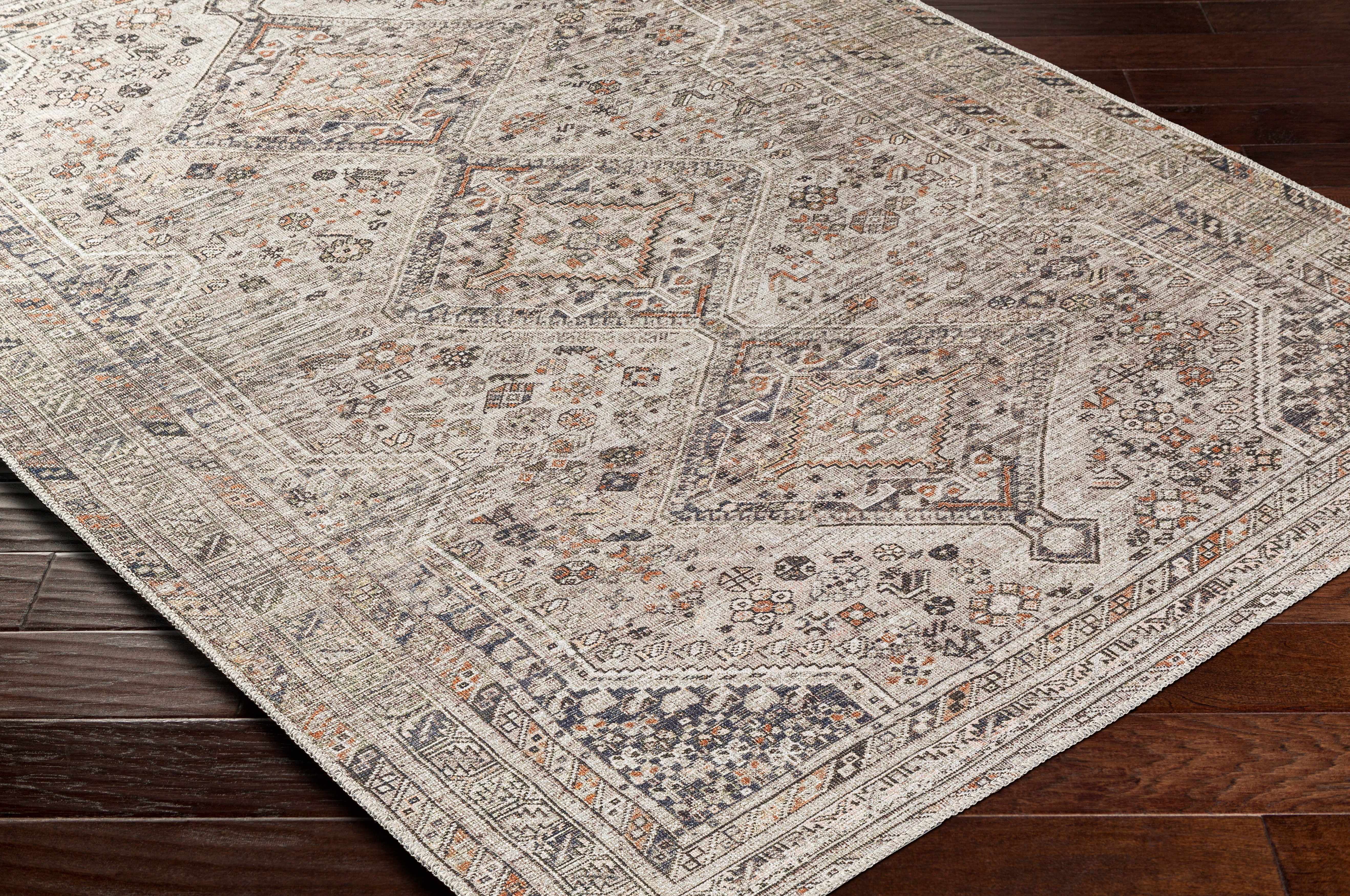 Barny Beige Washable 7ft Runner Rug