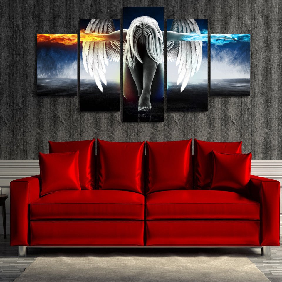 Angel Power Fire And Ice 5-Piece Wall Art Canvas Angel Art