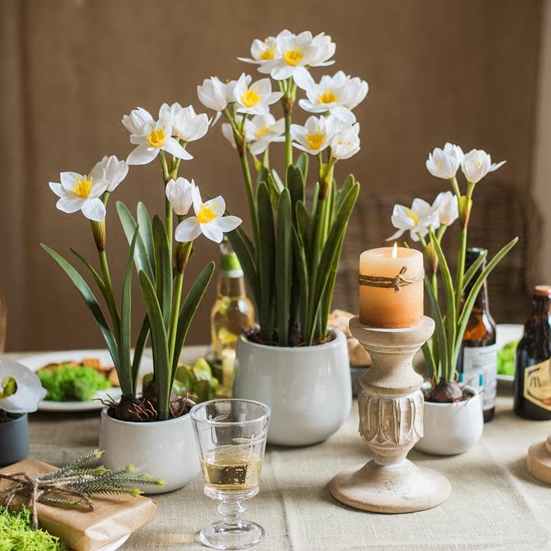 Artificial Silk Real Touch Daffodil Flower Bonsai