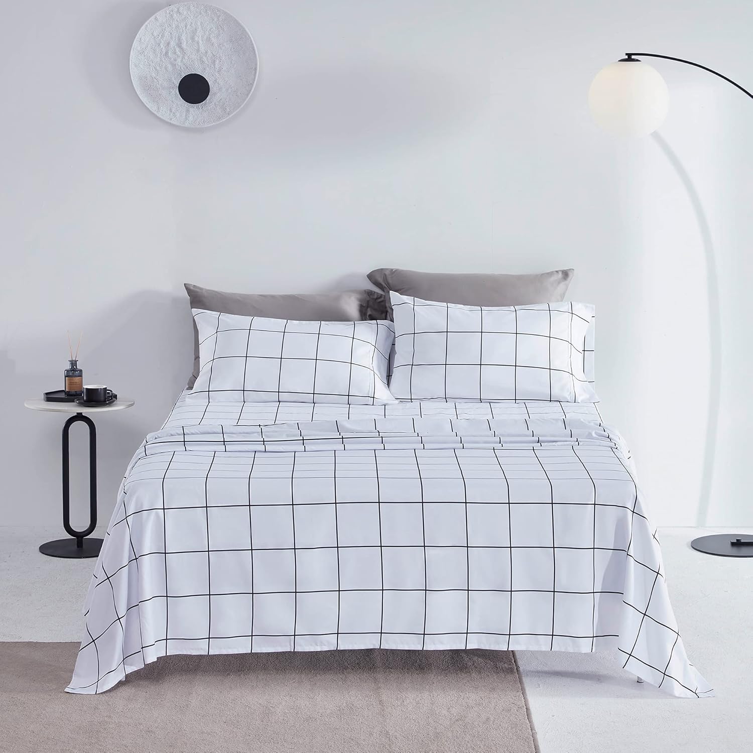 Printed Plaid Sheet Set 4 Piece - Double Brushed Microfiber