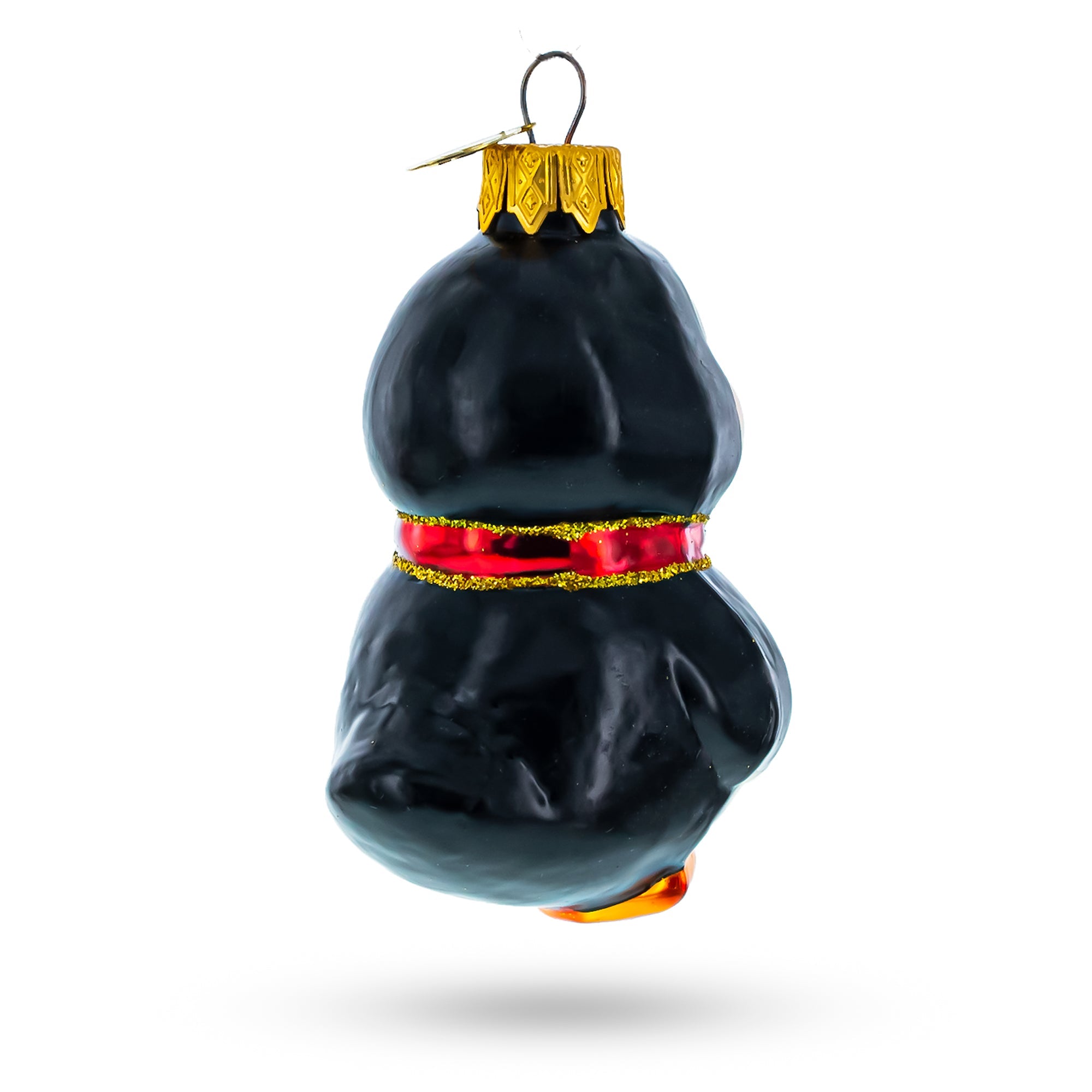 Penguin with Bow Glass Christmas Ornament