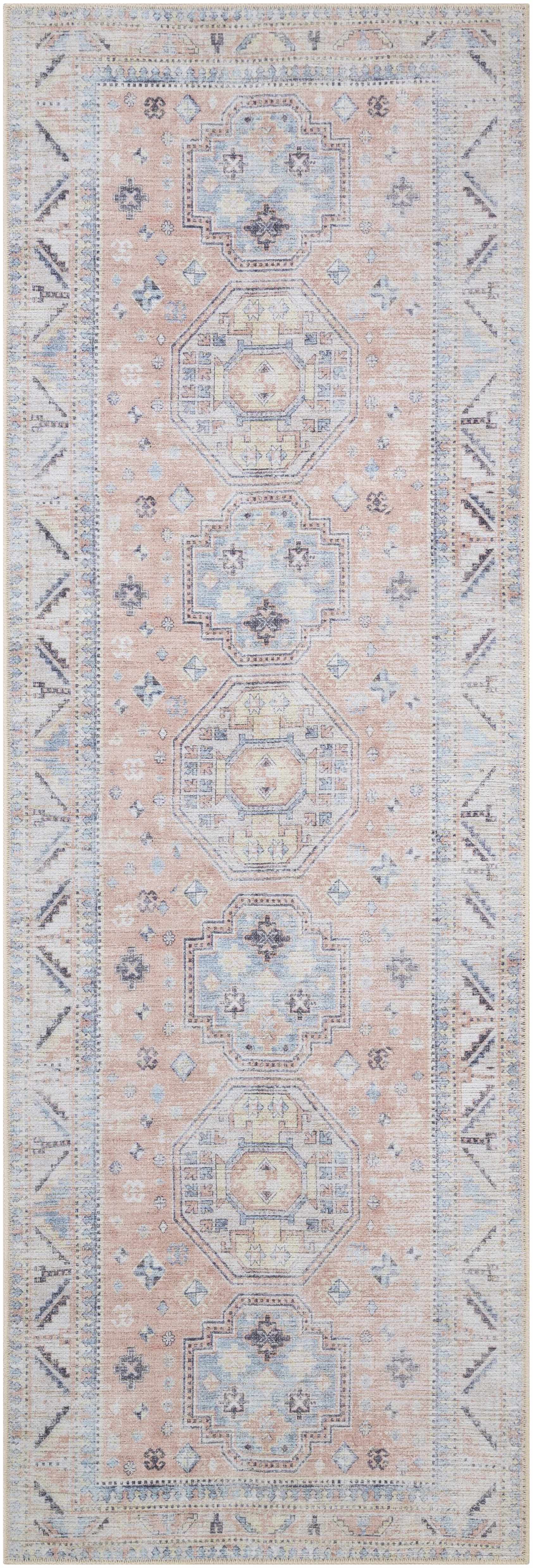 Morcott Peach Washable Runner Rug