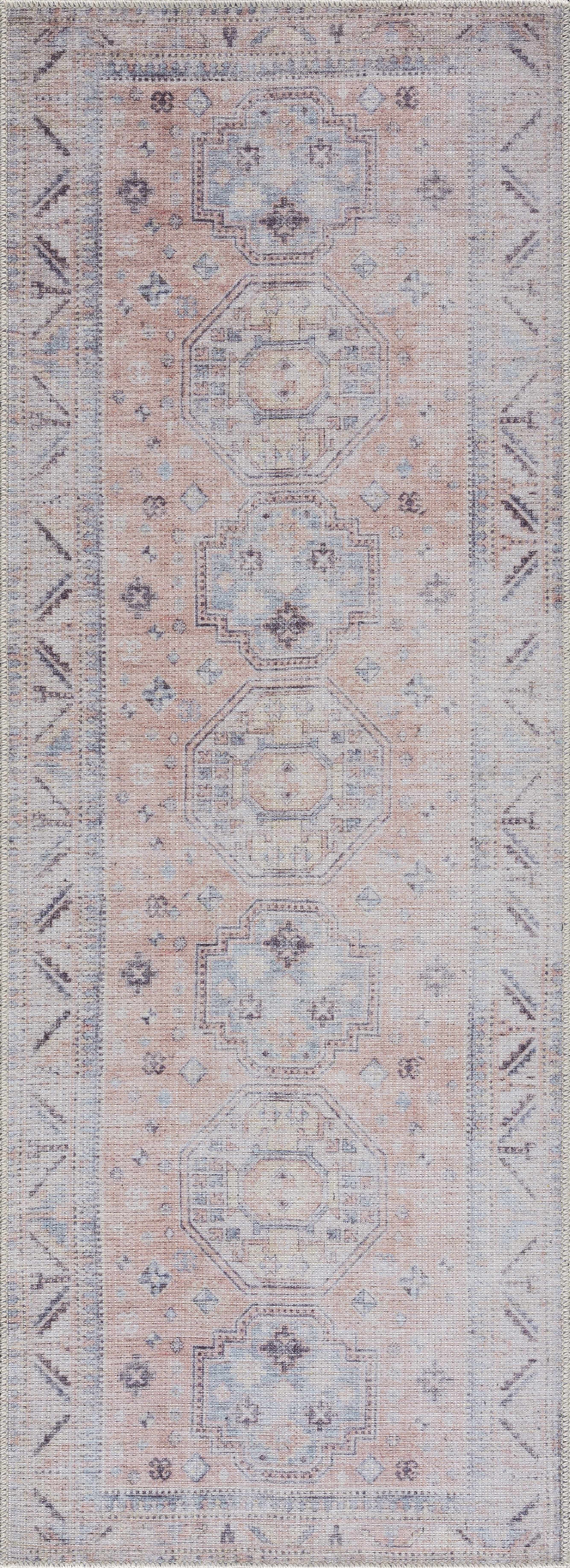 Morcott Peach Washable Runner Rug