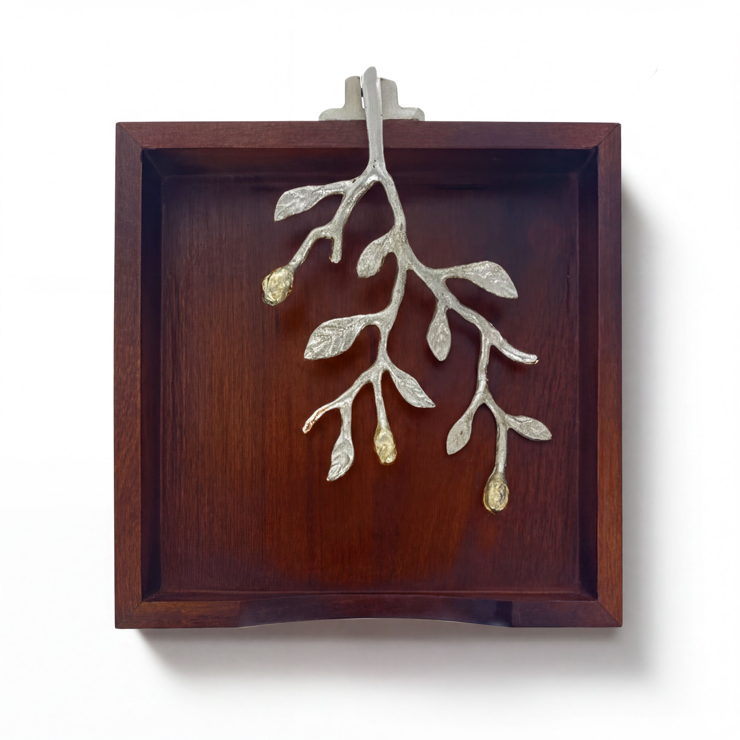 Wood Napkin Holder – Decorative Wooden Kitchen Napkin Holder with Silver Gold Finish