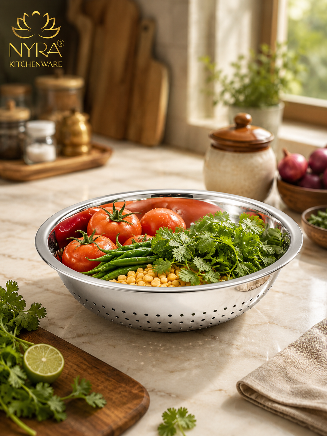 Stainless Steel Strainer & Colanders | quality Colander/Chawal/Poha Chalni - medium