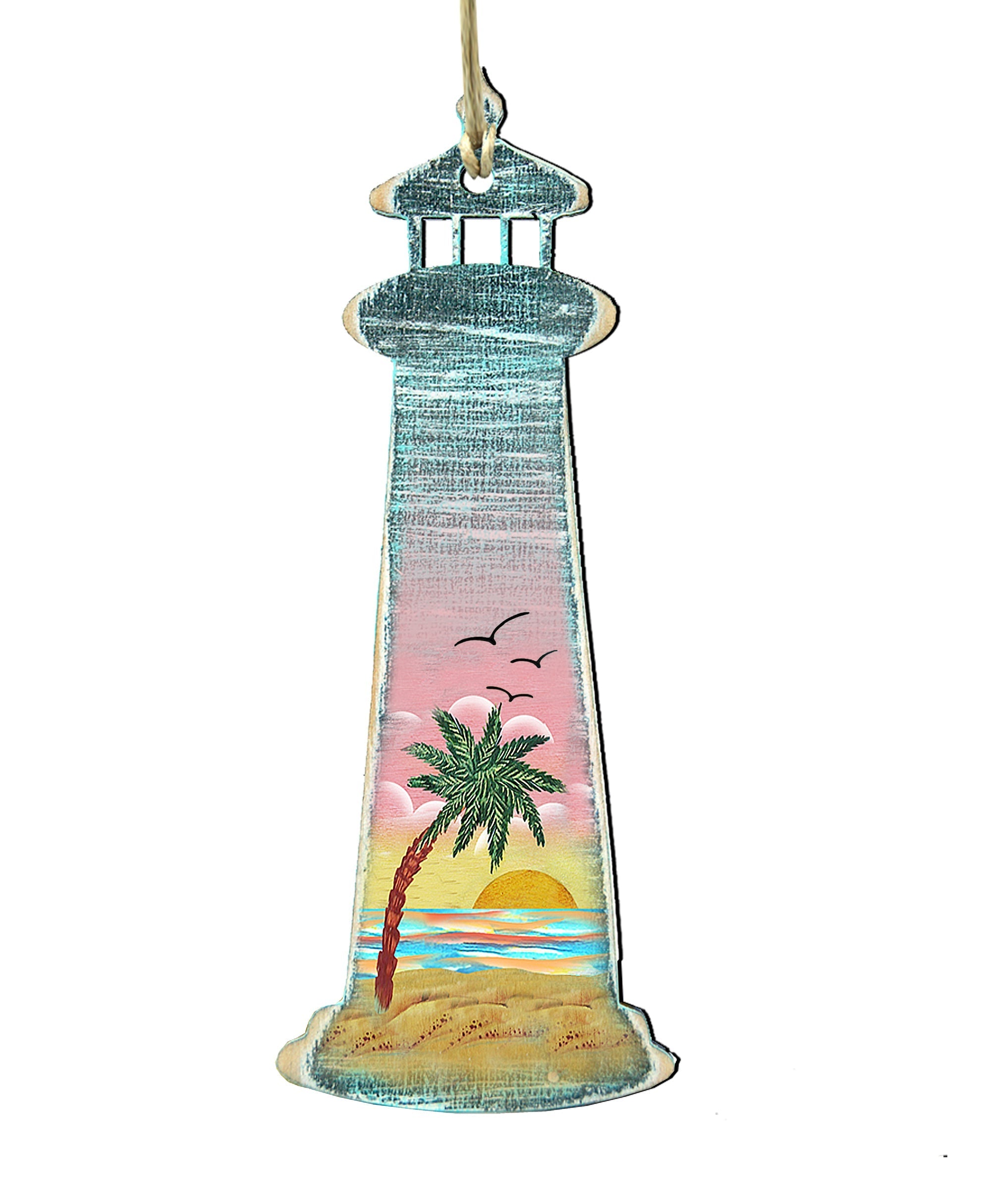 Lighthouse Palm Tree Coastal Door Decor by G. DeBrekht - Coastal Holiday Decor - 8198526H