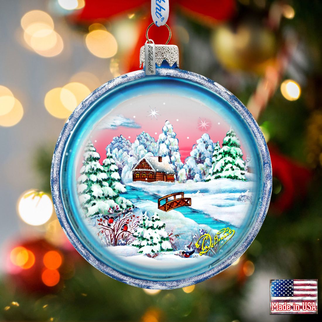 Winter Night Glass Ornament by G. DeBrekht - Christmas Decor - 73111C