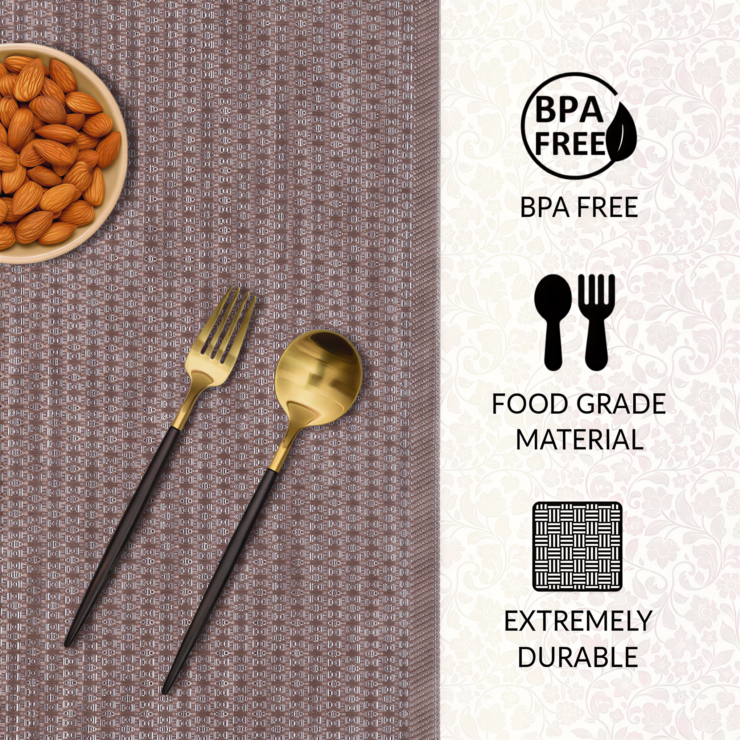 Vinyl Placemats - Heat Resistant, Scratch Resistant Table Protectors for Kitchen Decor