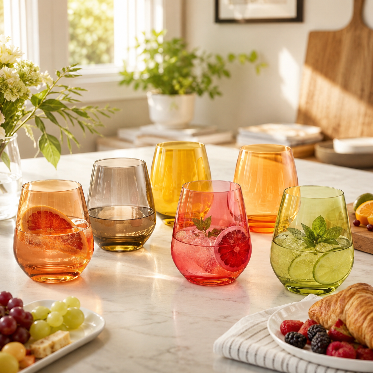 Fortuna Stemless Wine Glassware, Set of 6