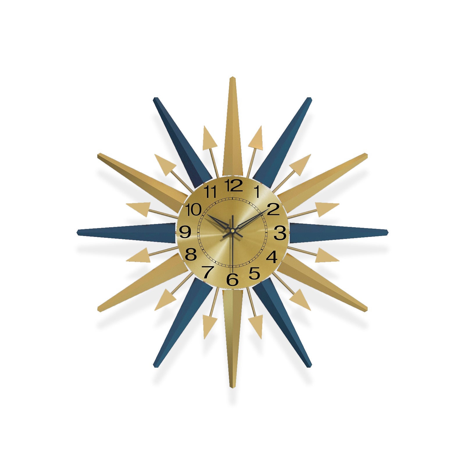 Sunburst Wall Clock Metal Modern Decorative Home Decor