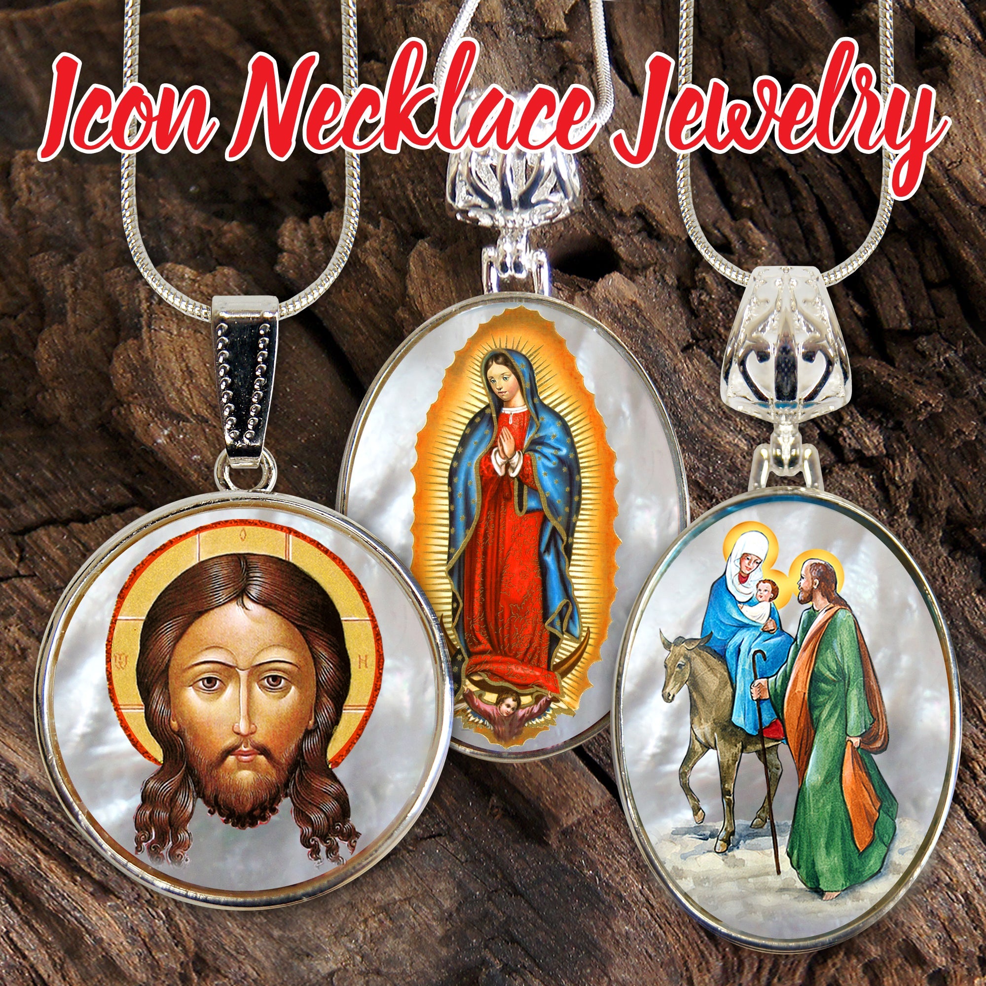 Blessed Virgin Mary Patron Silver Plated Mother of Pearl Jewelry Necklace - 43017