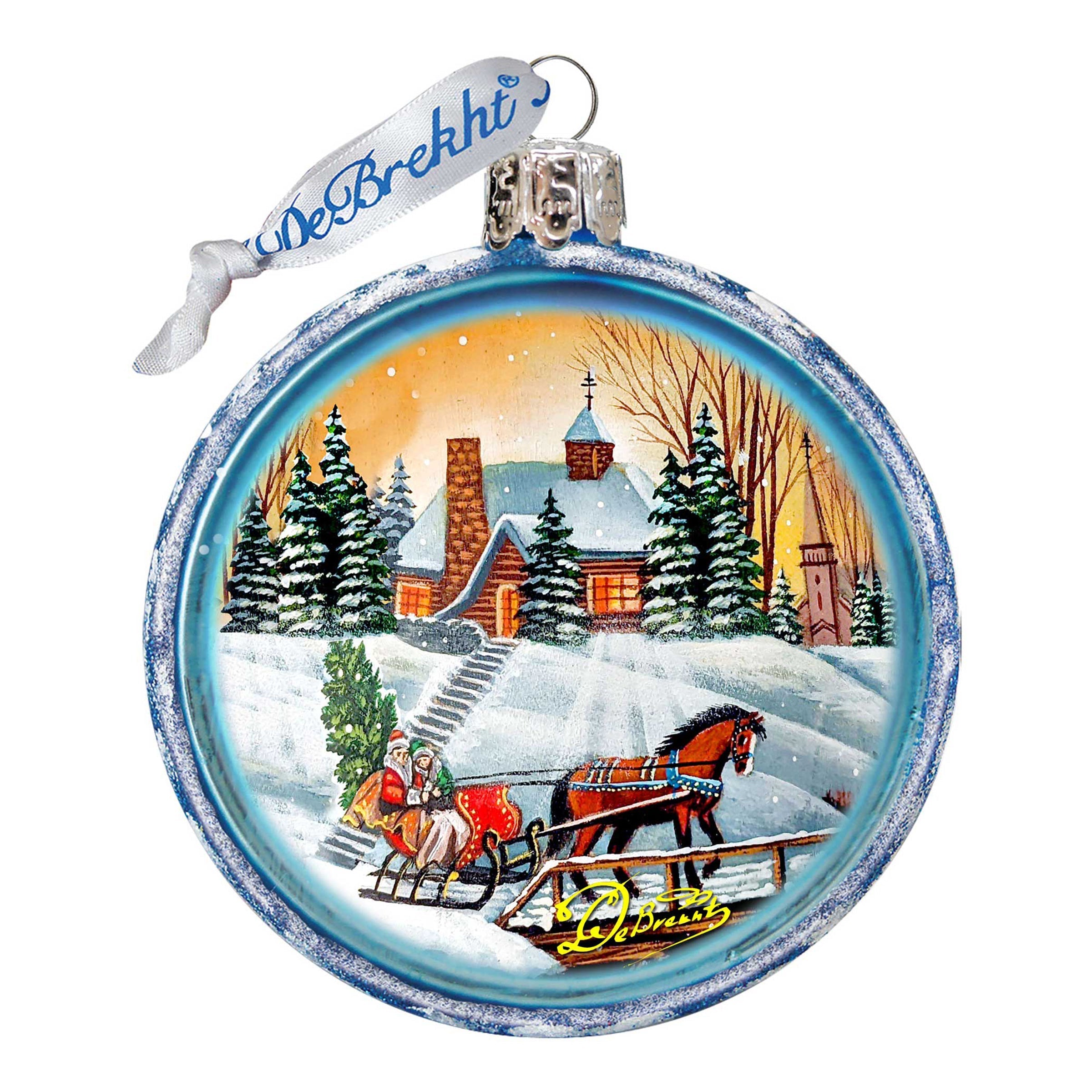 Winter Sledding Glass Ornament by G. DeBrekht - Christmas Decor - 764-152