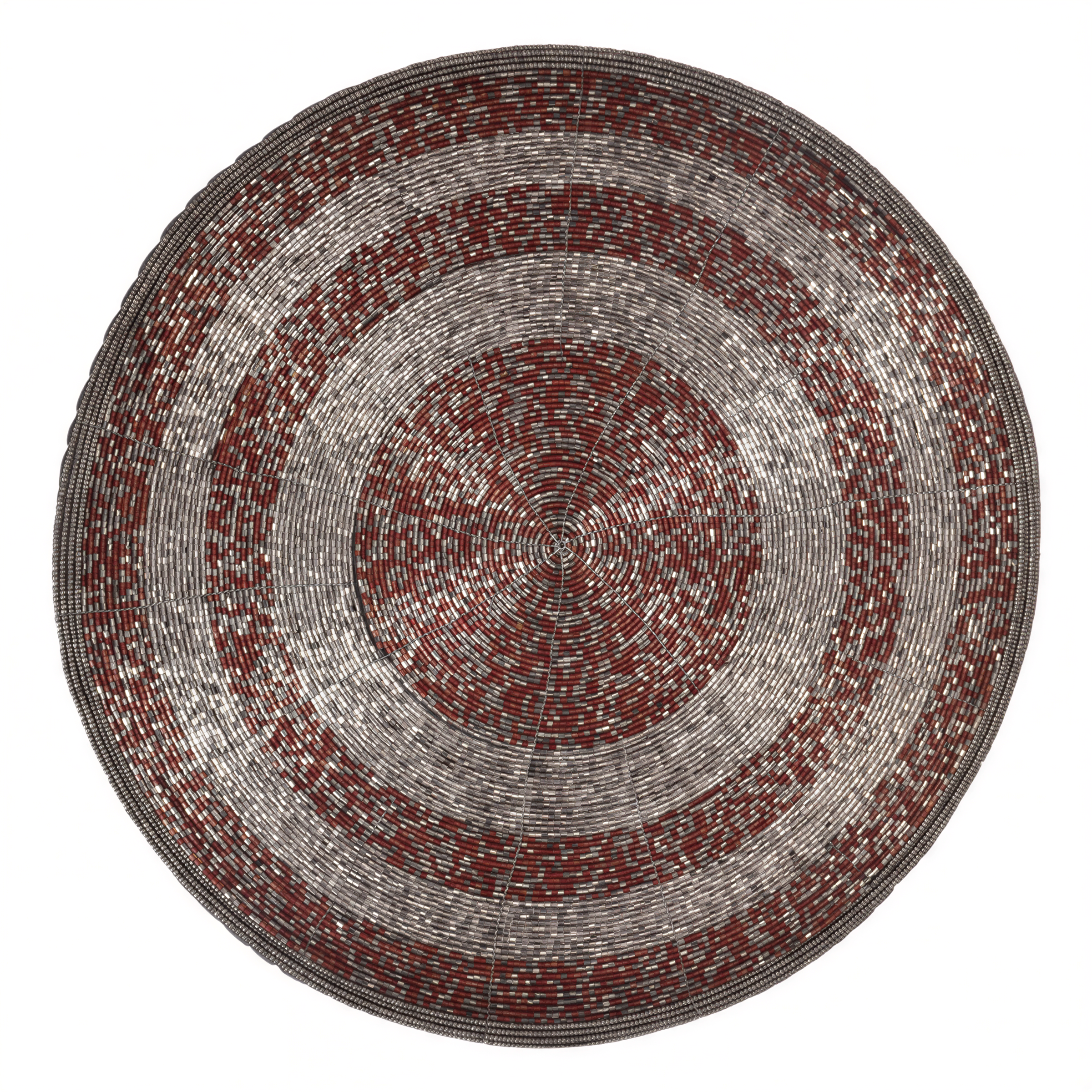 Beaded Placemats – Round Handmade Placemats with Embroidered Glass Beads | 14 Inch