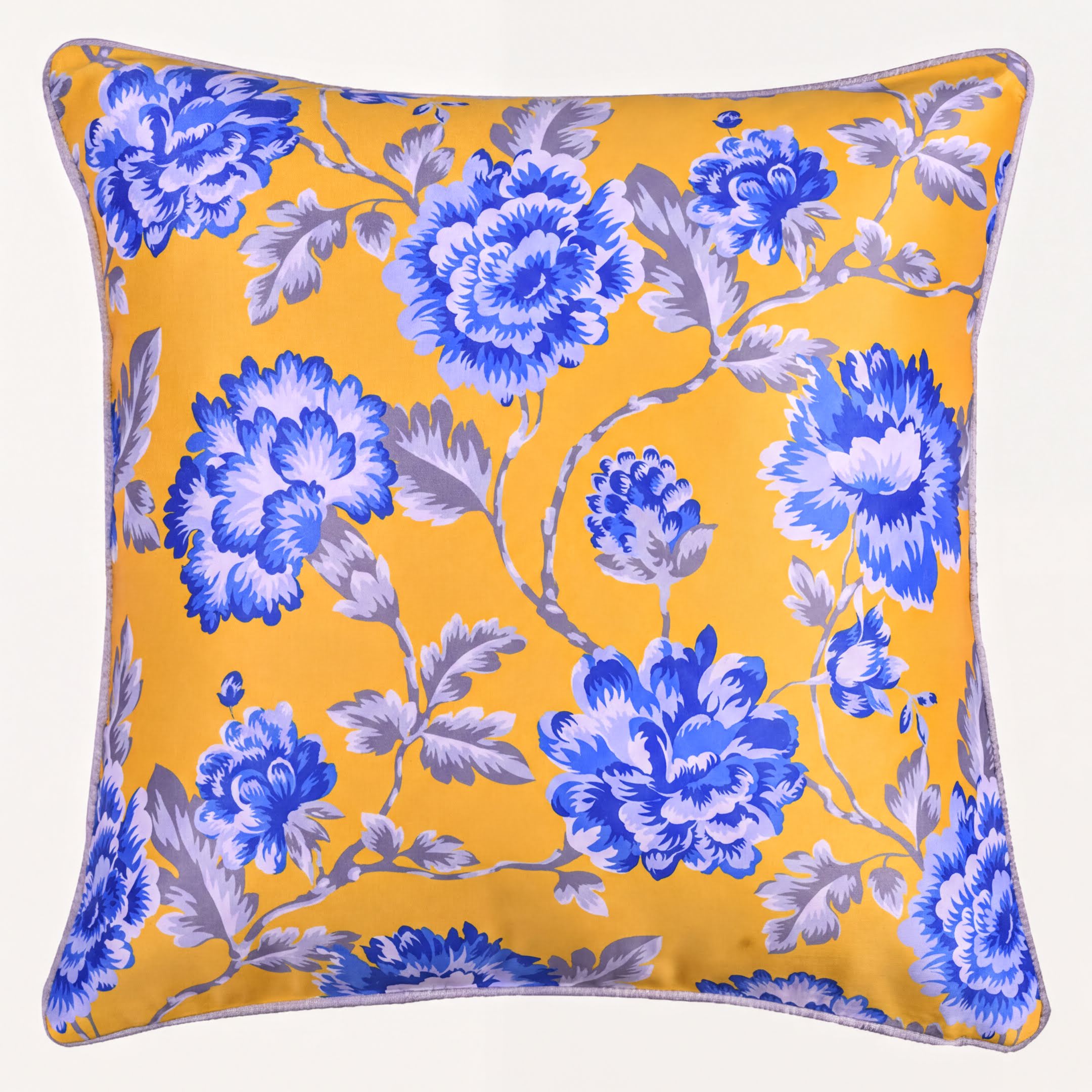 Floral Throw Pillow Covers - 20 x 20 Inches | Yellow Floral Cushion Covers