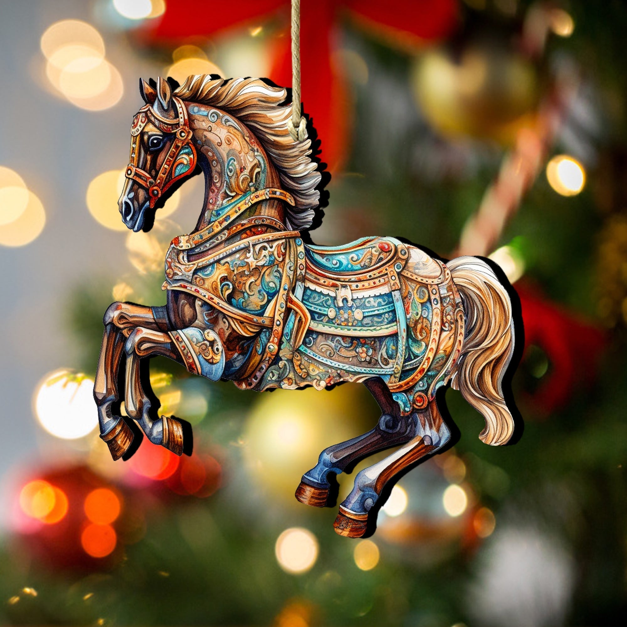 Carousel Horse Wooden Ornaments by G. Debrekht - Christmas Decor - 8100193-1