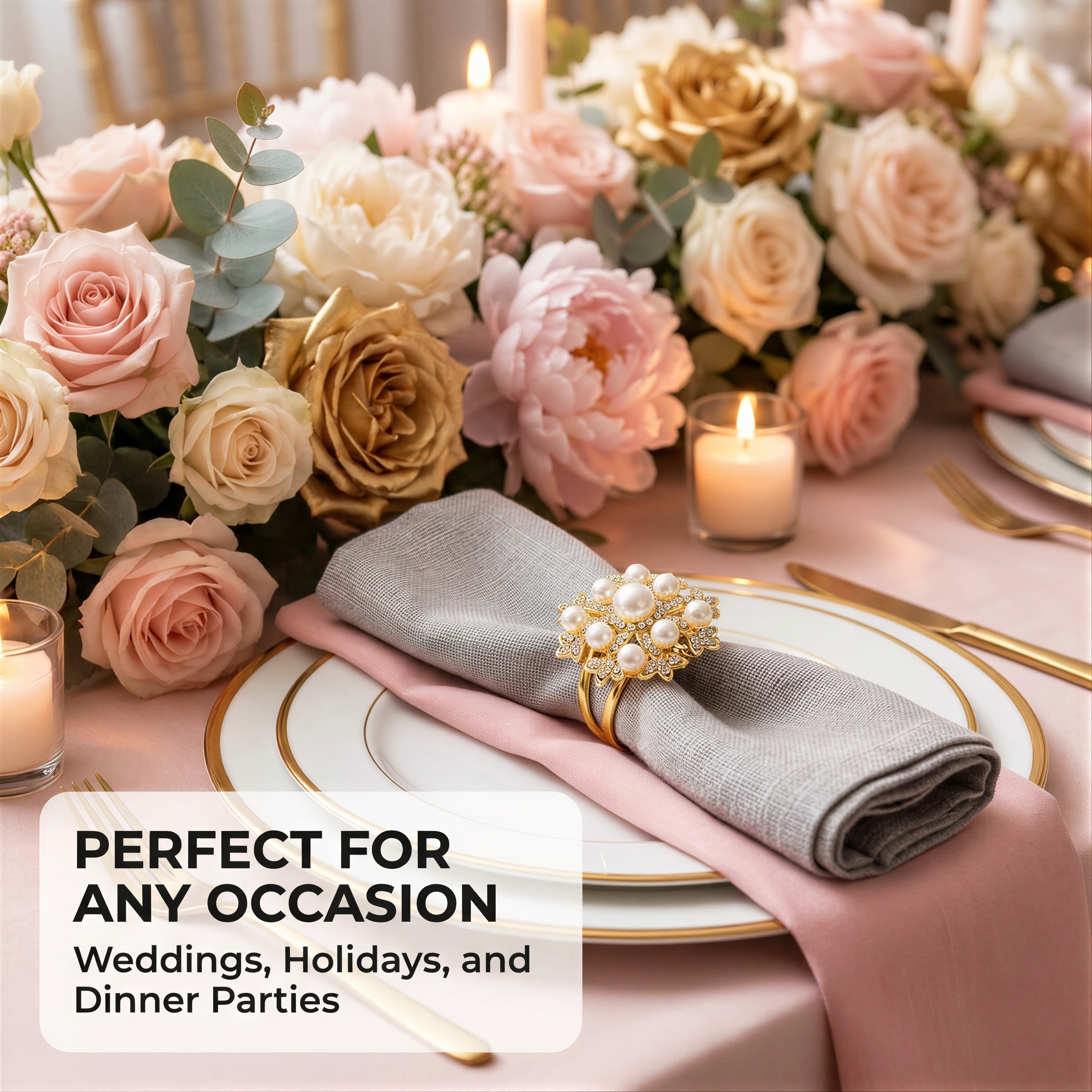 Gold Floral Napkin Rings – Golden Bloom