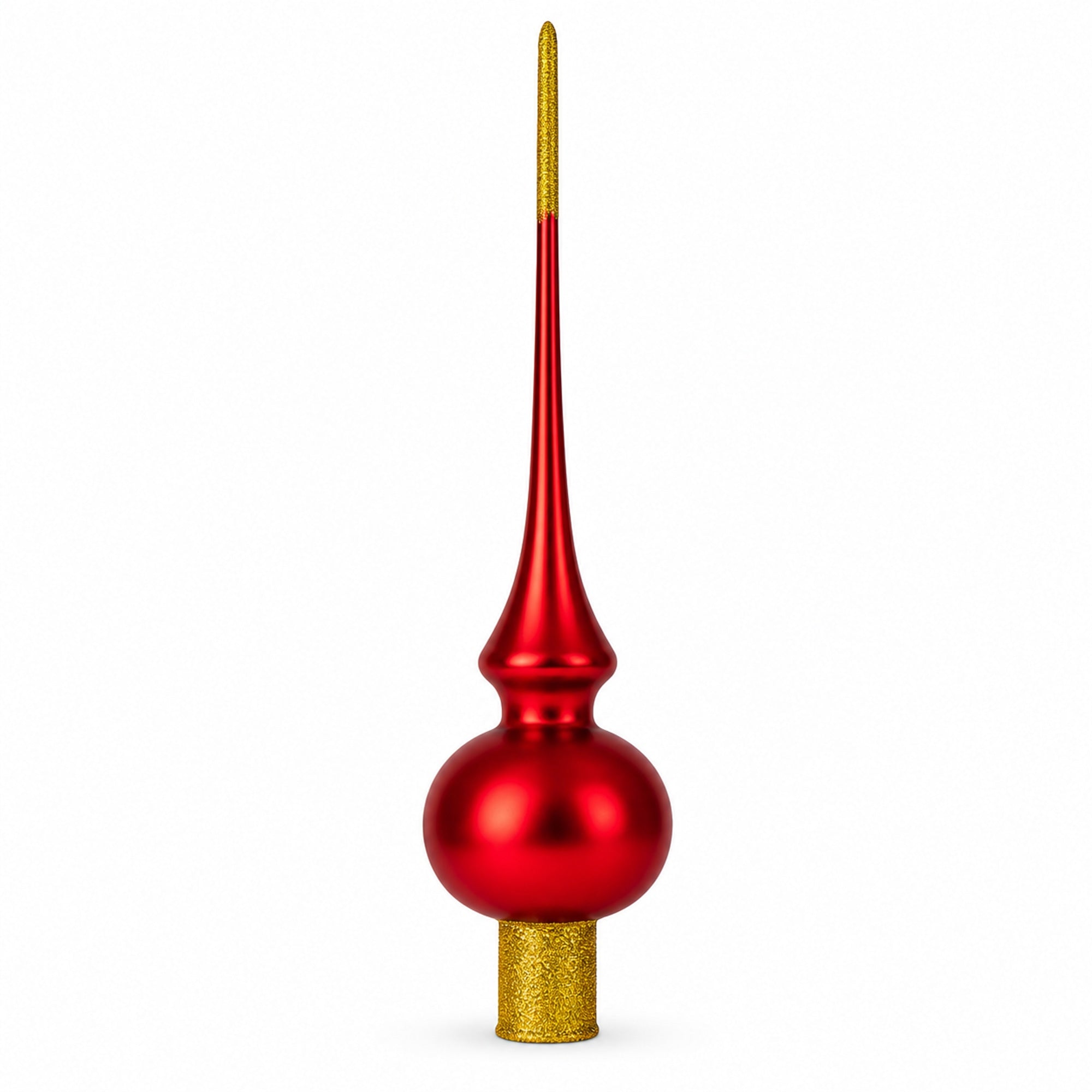 Holy Family Nativity Scene on Red Glass Christmas Tree Topper 11 Inches