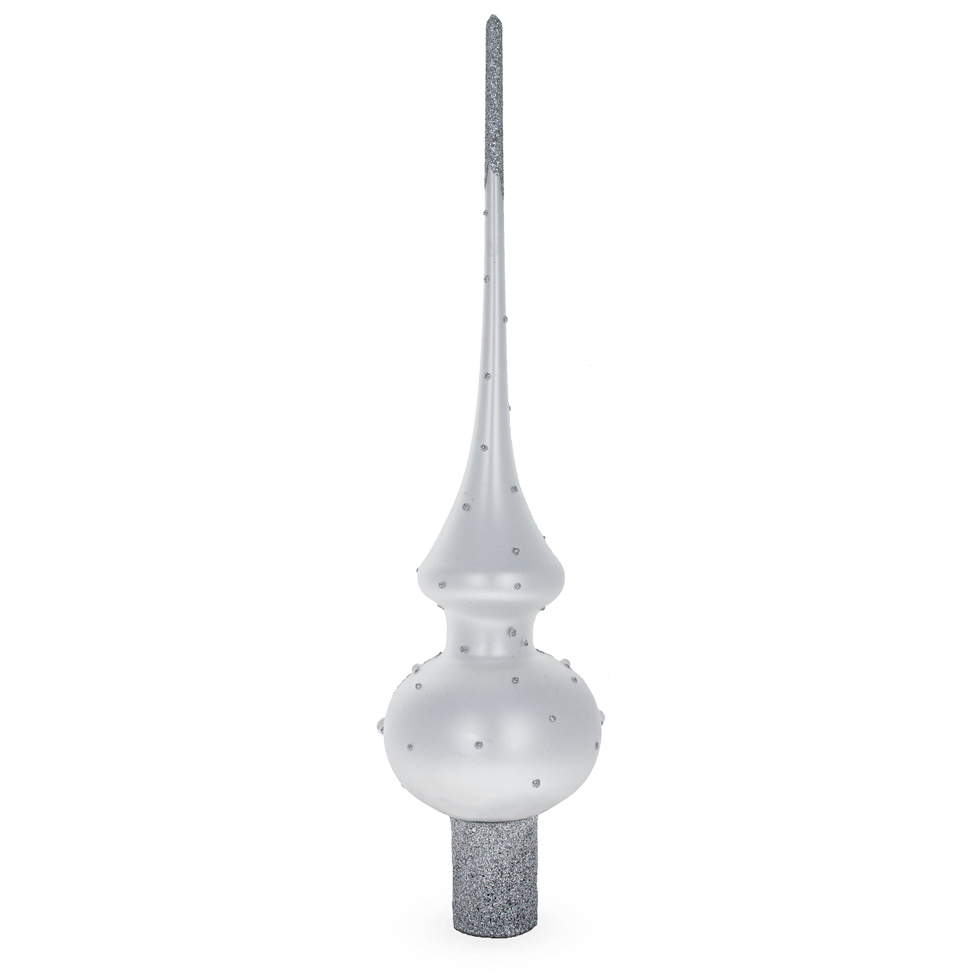 Pink Roses and Pearls on Silver Glass Christmas Tree Topper 11 Inches