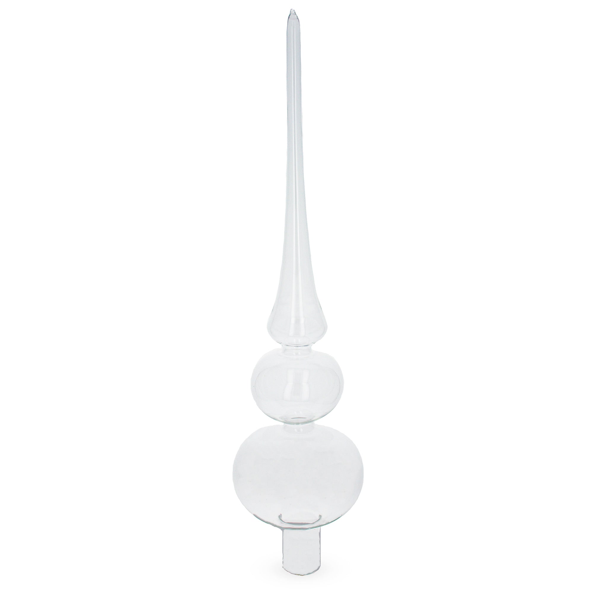 Double Ball Clear Glass Christmas Tree Topper 12.5 Inches