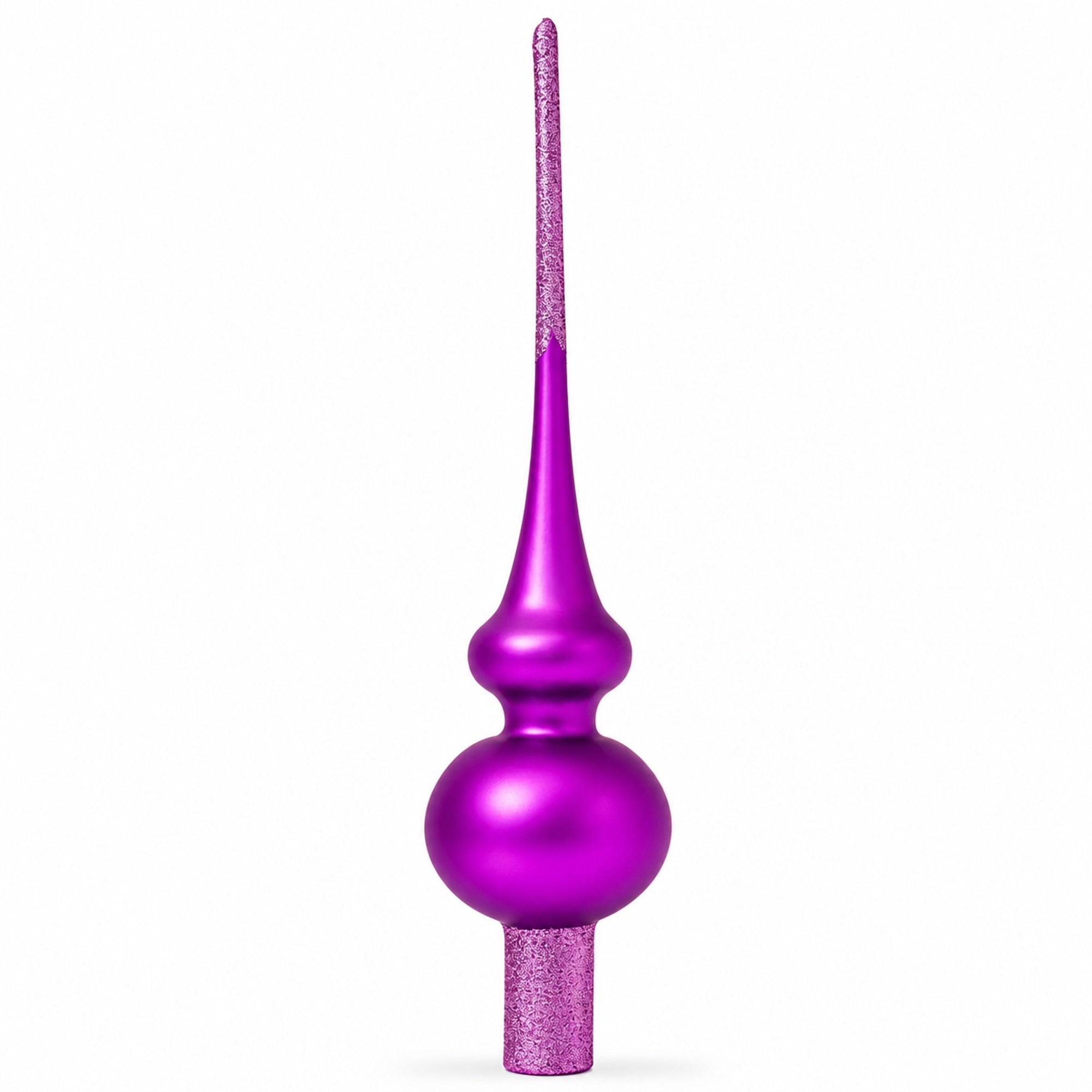 Solid Purple with Sparkling Top Glass Christmas Tree Topper 11 Inches