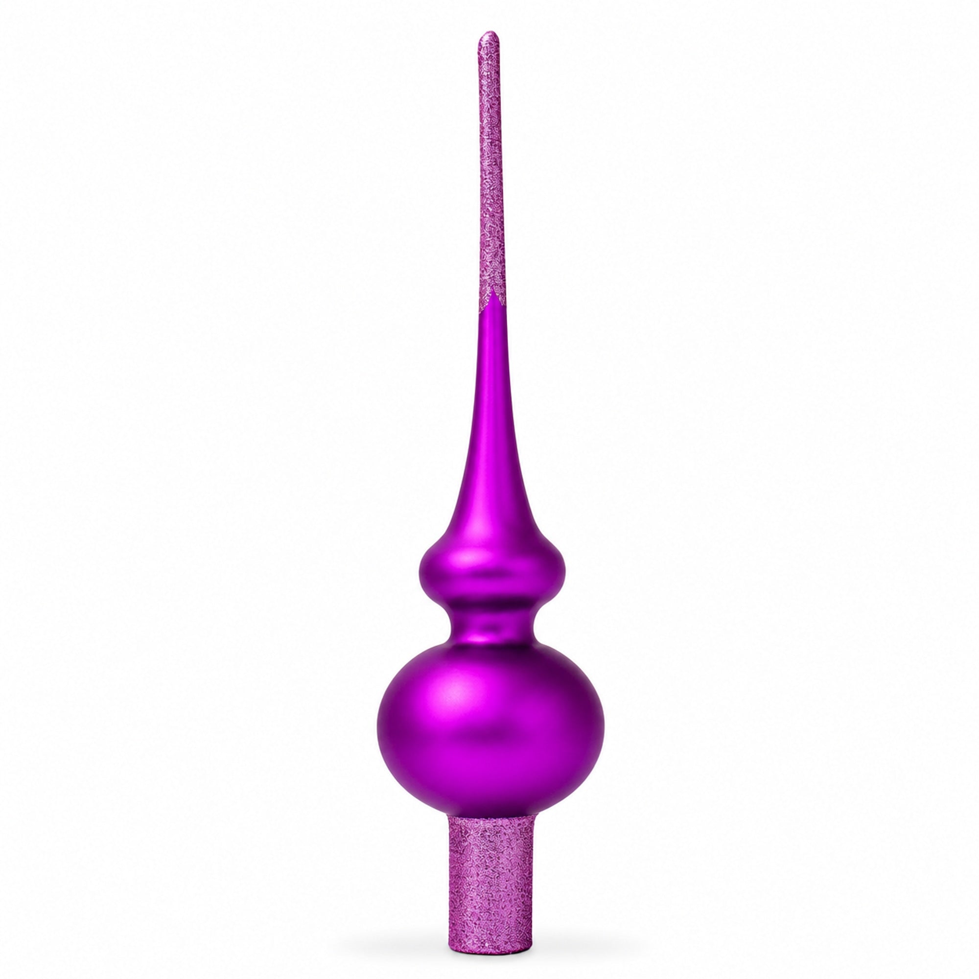 Solid Purple with Sparkling Top Glass Christmas Tree Topper 11 Inches