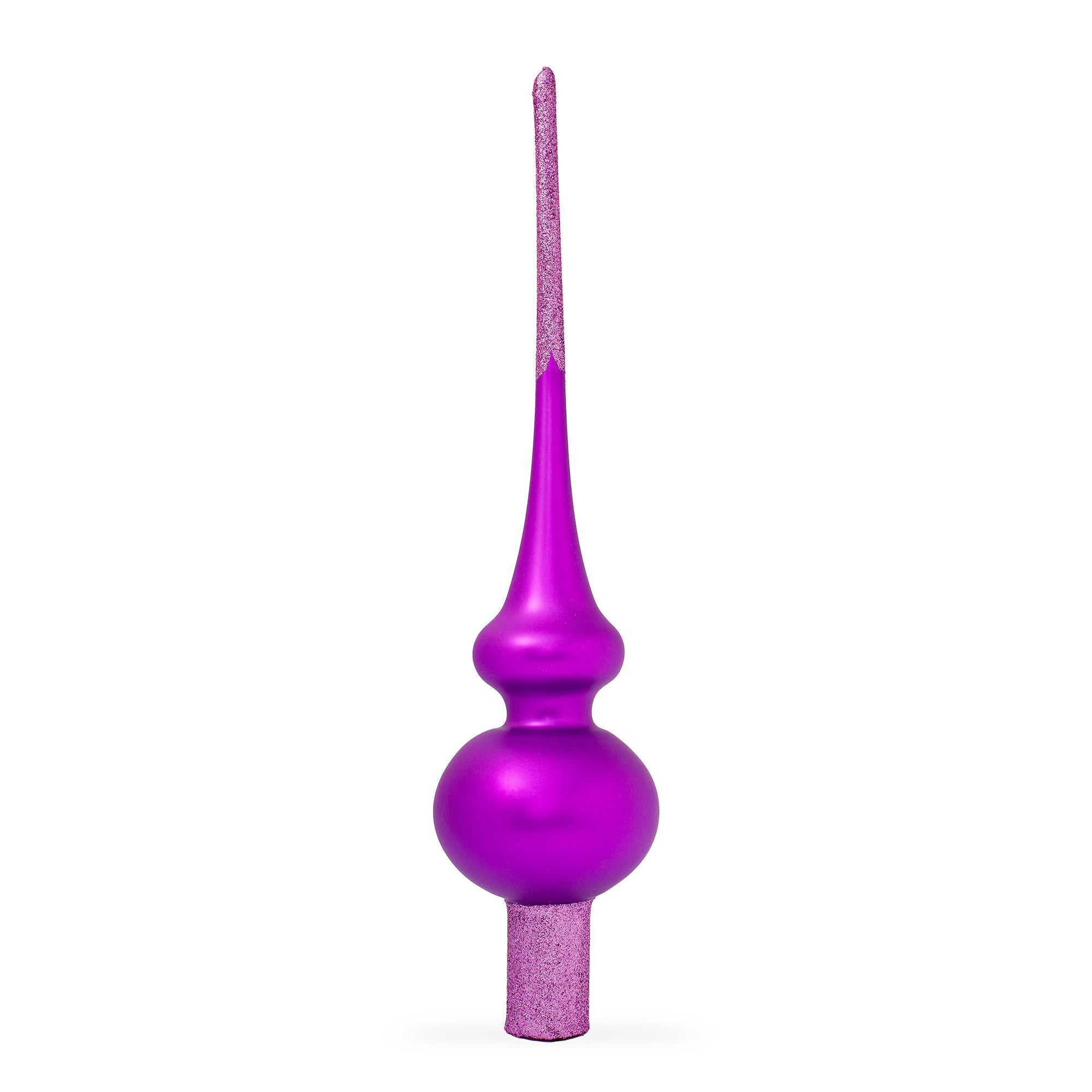 Solid Purple with Sparkling Top Glass Christmas Tree Topper 11 Inches