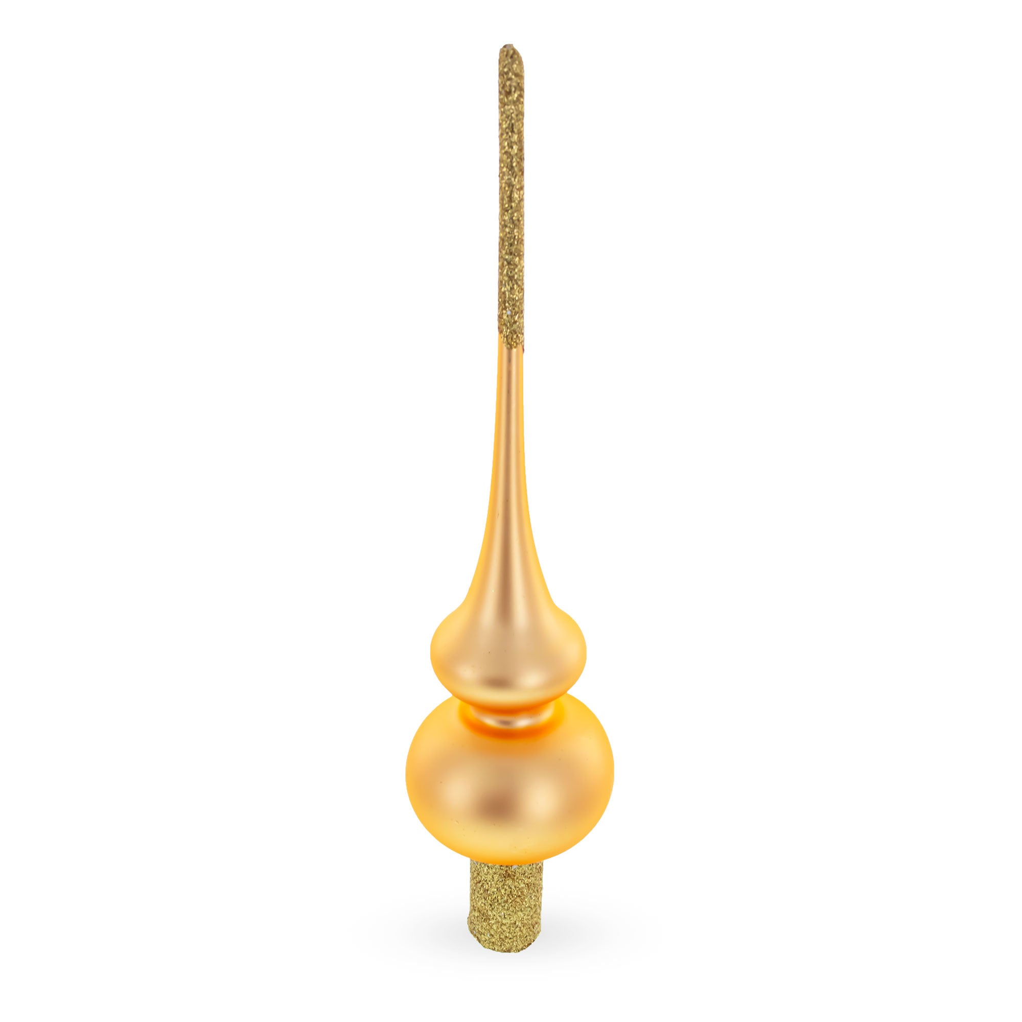 Solid Orange with Sparkling Top Glass Christmas Tree Topper 11 Inches