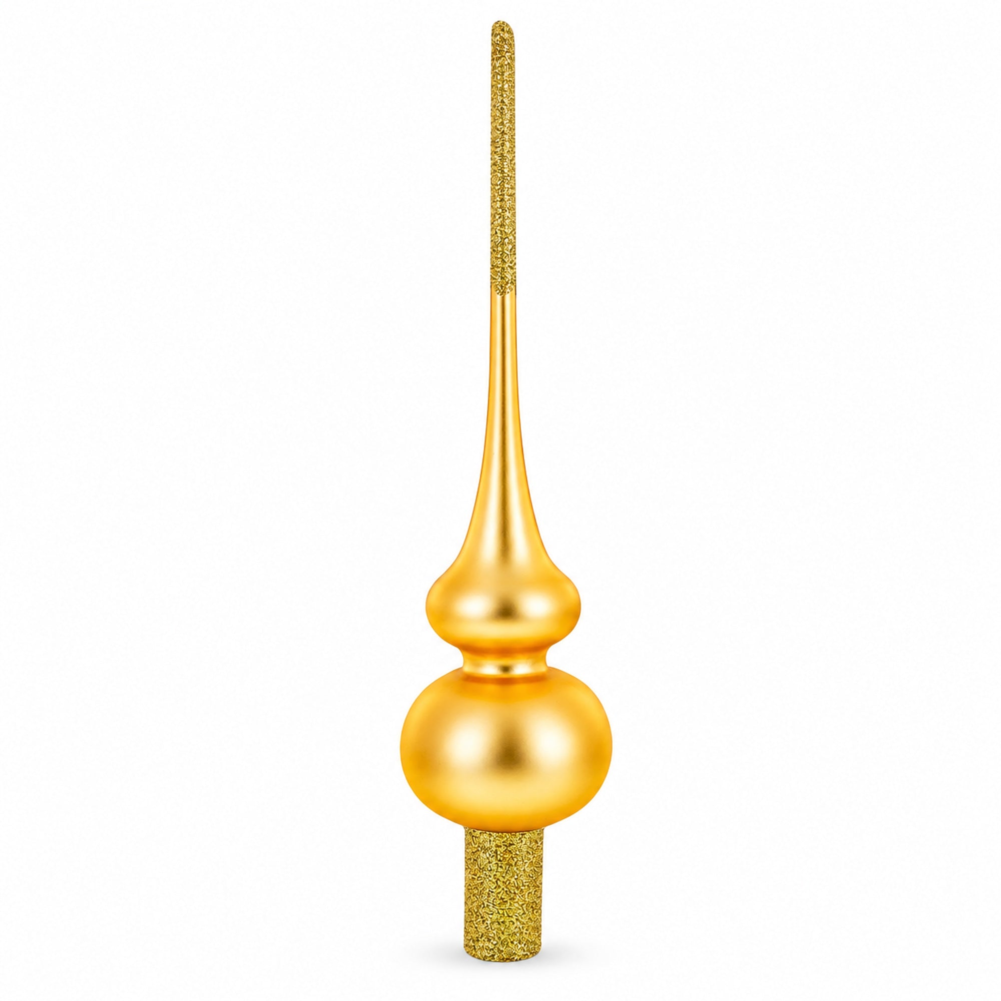 Solid Orange with Sparkling Top Glass Christmas Tree Topper 11 Inches
