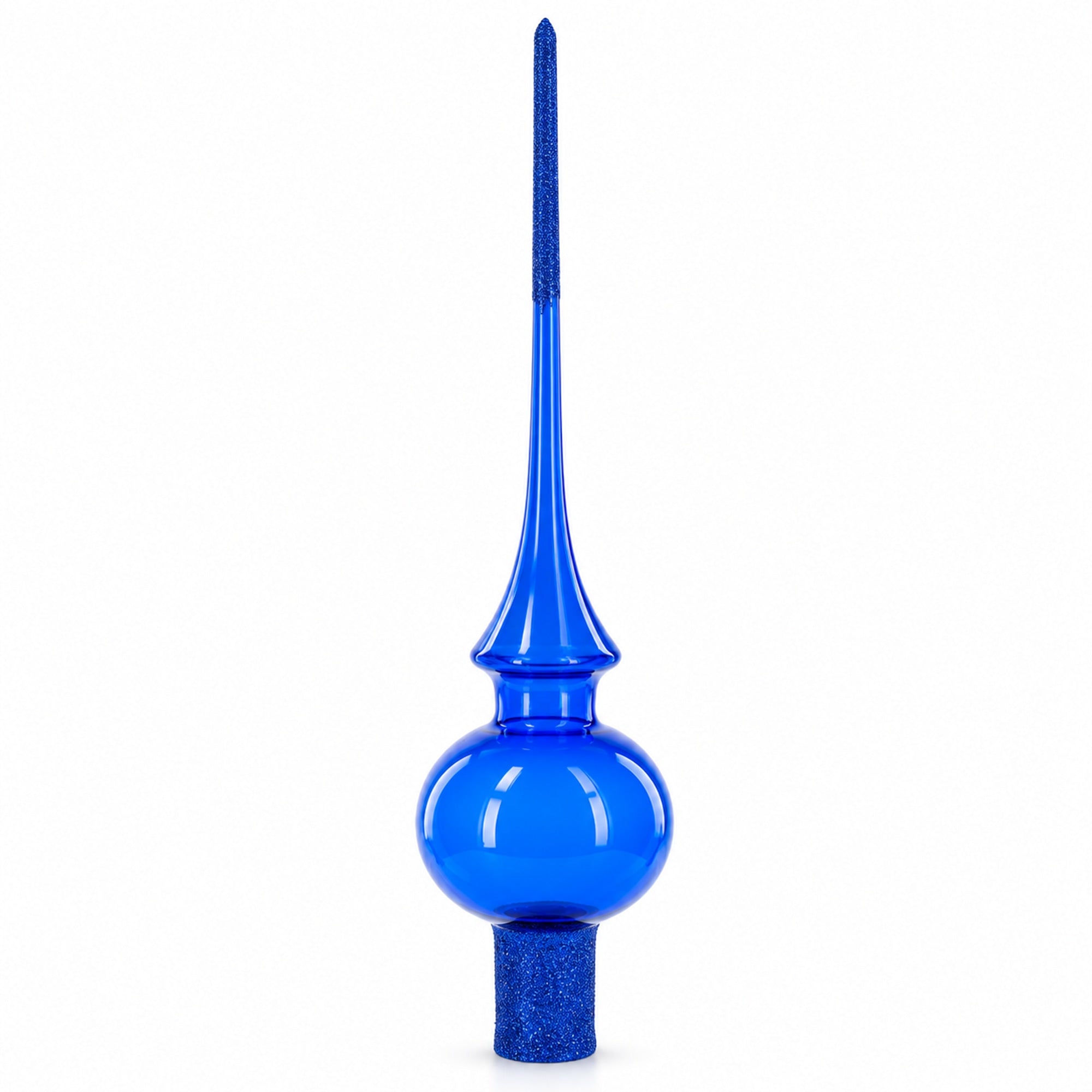 Translucent Blue Glass Christmas Tree Topper 11 Inches