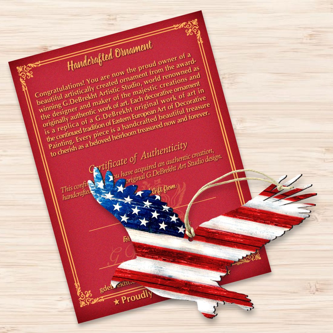 Eagle Freedom Rustic Wooden Ornaments - American Patriotic Decor - 8198912