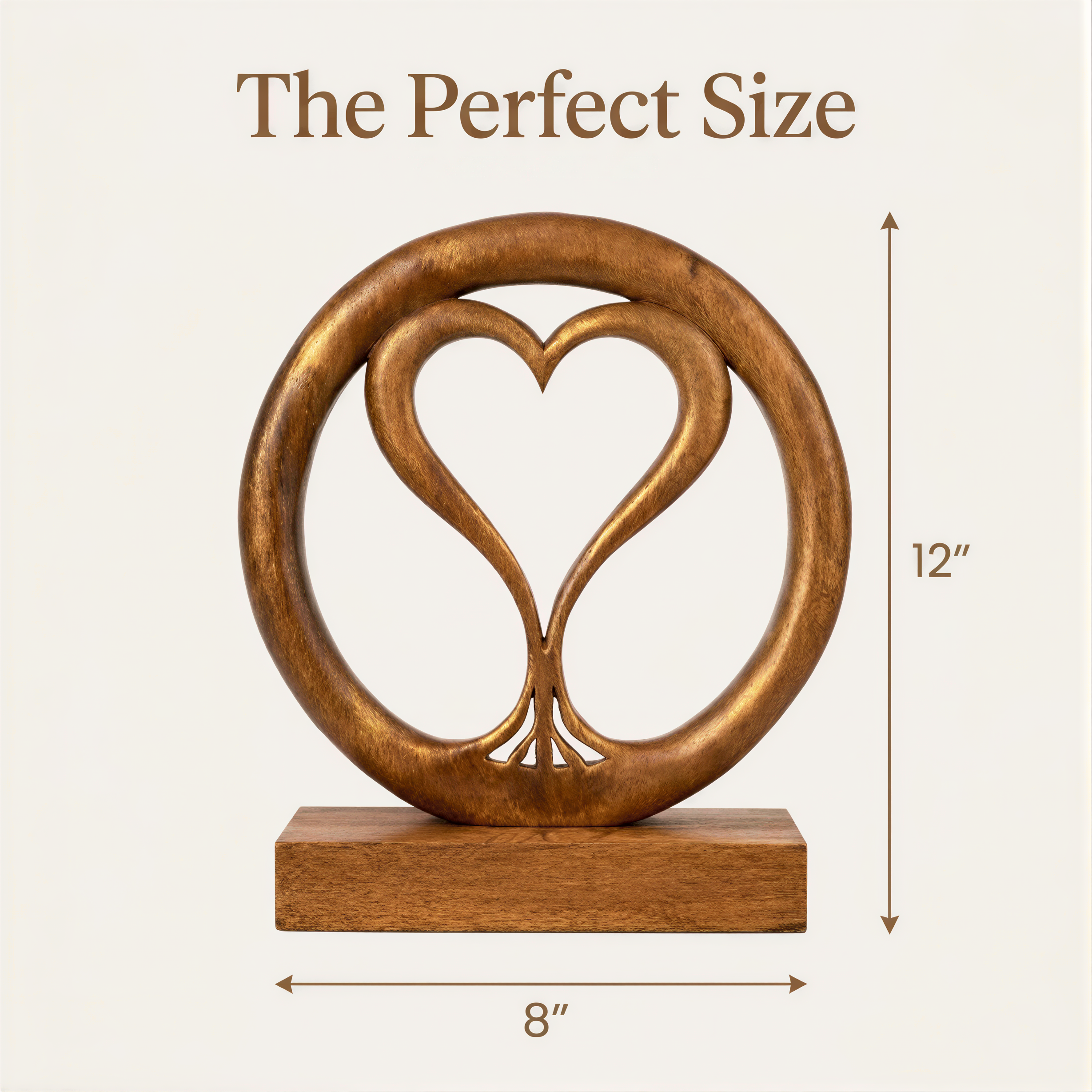 Solid Wood Heart Sculpture – Handcrafted Wood Art, Unique Gift for Mom & Mantel Decor
