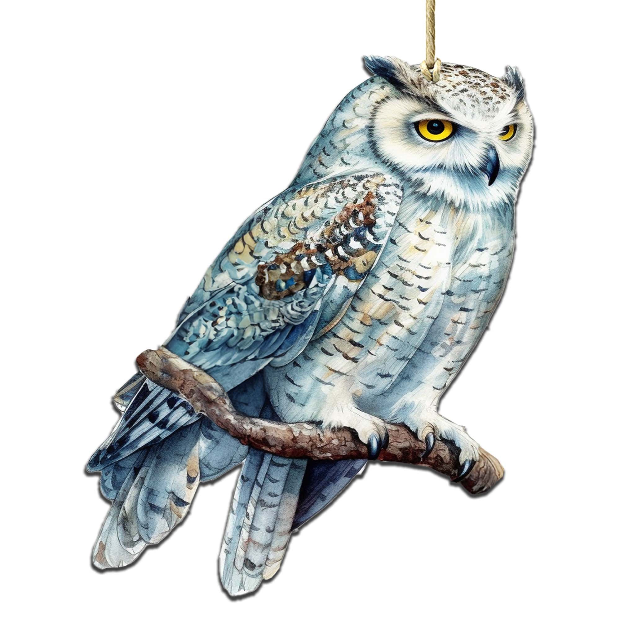 Alaskan Snowy Owl Wooden Ornaments by G.Debrekht - Wildlife Holiday Decor - 8710004-5